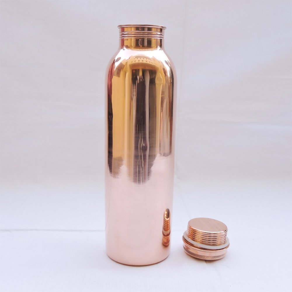 Pure Copper Water Bottle - Handmade Plain Design for Drinking & Serving | Eco-Friendly, Reusable & Durable for Home, Office, Travel & Outdoor Activities