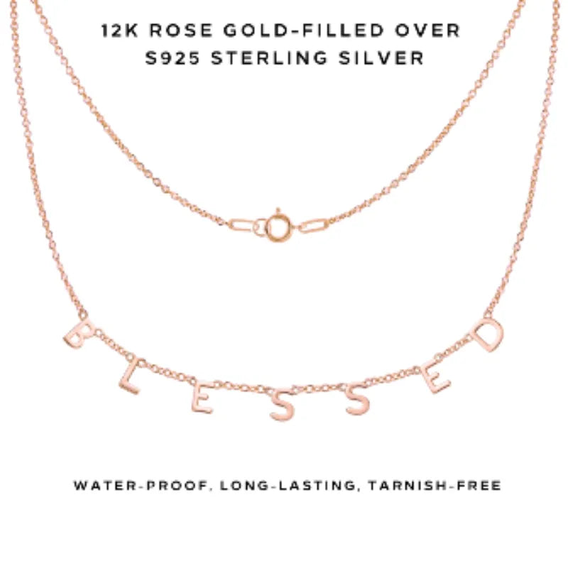 Personalized Letter Necklace - Custom Name/Word Engraved Jewelry for Women - Perfect Gift for Birthday, Anniversary & Valentine's Day - Elegant Layering Necklace for Everyday Wear