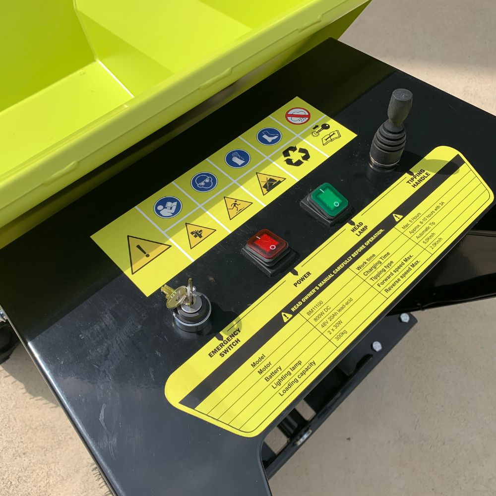 Forestwest 300KG Electric Wheelbarrow with Battery - Heavy Duty Automatic Dumping Mini Dumper for Construction, Gardening, and Landscaping Projects (Model BM11100)