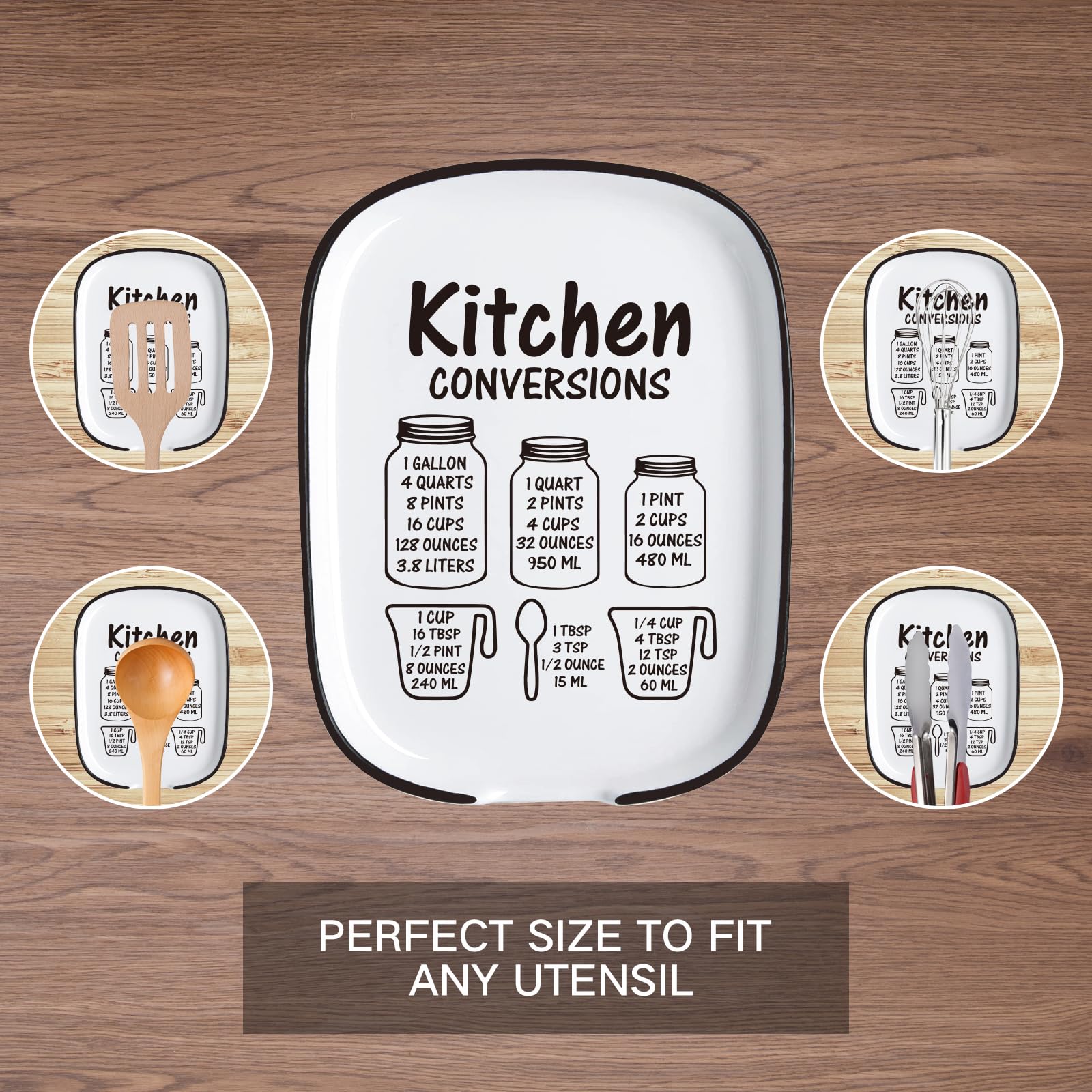 Funny Kitchen Measurement Conversion Chart Spoon Rest - Heat Resistant Large Spoon Holder for Stove & Counter - Perfect Gift for Chefs, Parents & New Homeowners - Ideal for Cooking, Baking & Kitchen Organization