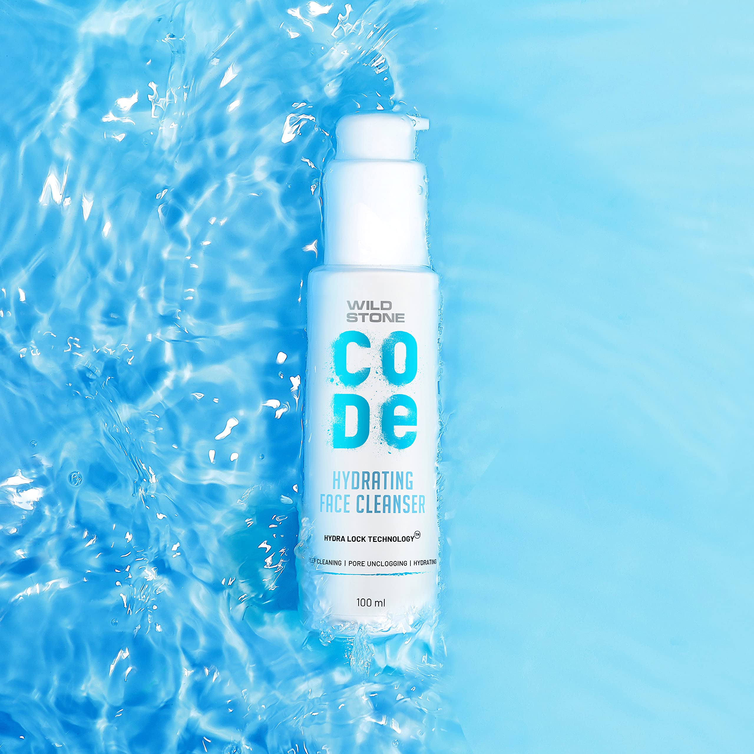 Wild Stone Code Hydrating Face Cleanser for Men - Anti Acne & Oil Control Foaming Wash | Gentle Deep Pore Cleanser for Dry to Oily Skin | 100ml | Daily Skincare Routine & Post-Workout Refresh