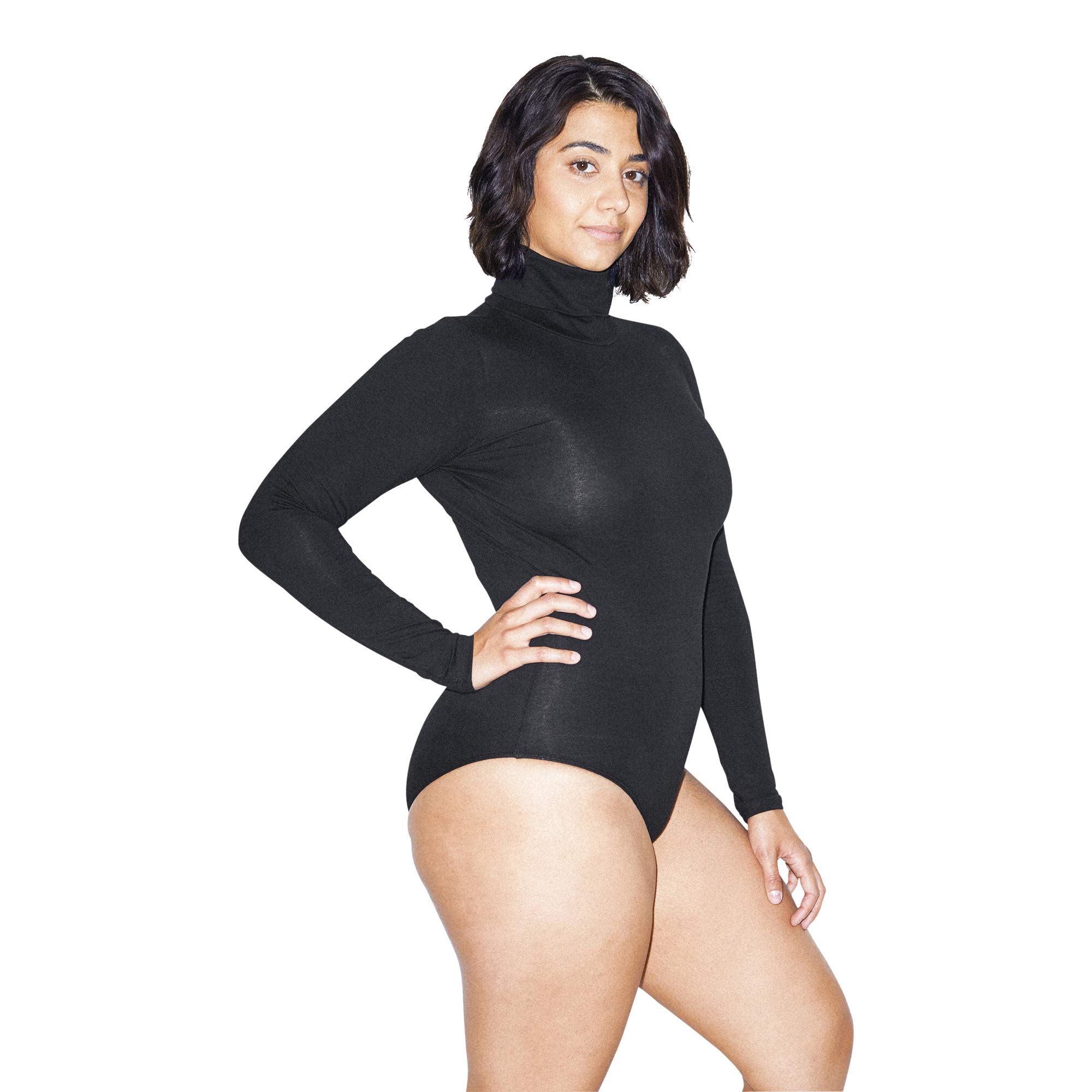 American Apparel Women's Cotton Spandex Long Sleeve Turtleneck Bodysuit - Stretchy Comfort Fit for Layering, Yoga & Everyday Wear