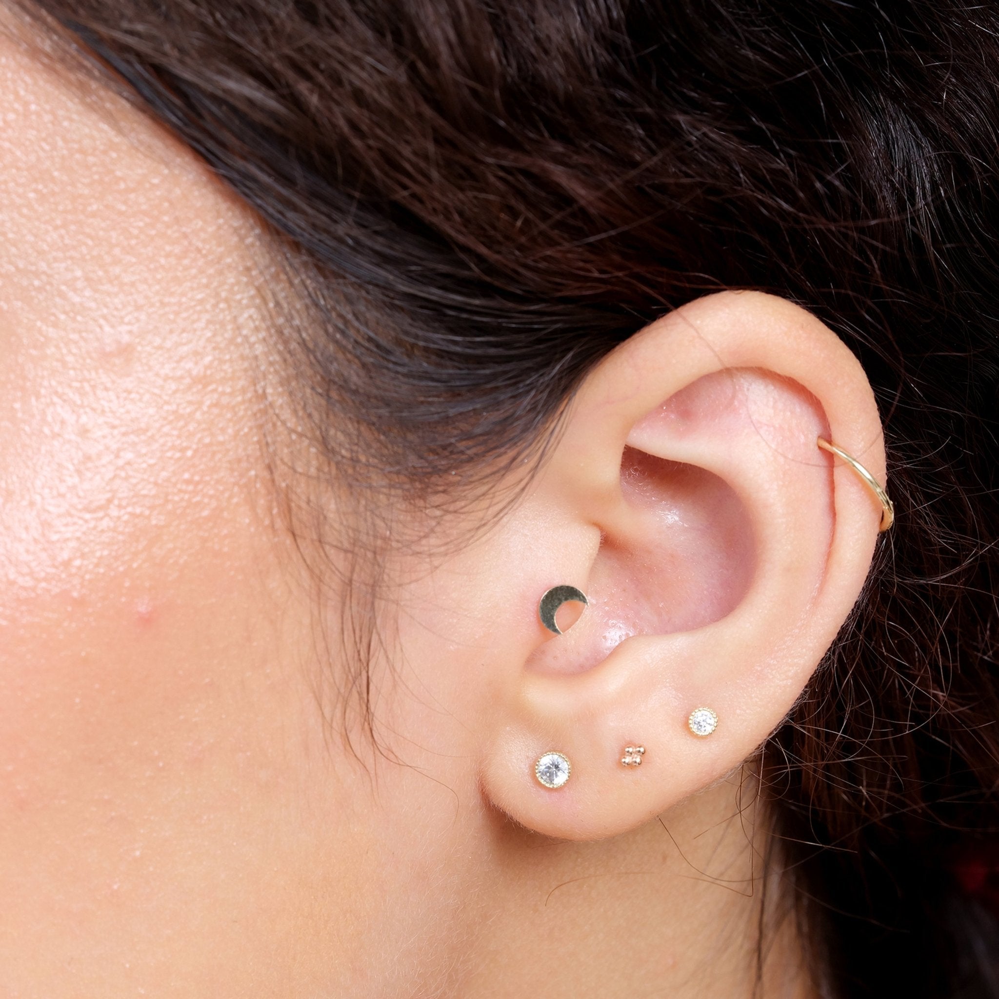 14k Rose Gold Bead Cluster Flat Back Stud Earrings - Elegant & Dainty Jewelry for Women, Perfect for Everyday Wear, Parties & Special Occasions