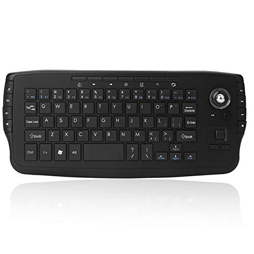 2.4GHz Wireless Keyboard with Trackball Mouse - Calvas E30 Ergonomic Remote Control for Android TV Box, Smart TV, PC, Laptop & Xbox 360 | Scroll Wheel & Multimedia Keys | Perfect for Home Entertainment & Office Work (Black)