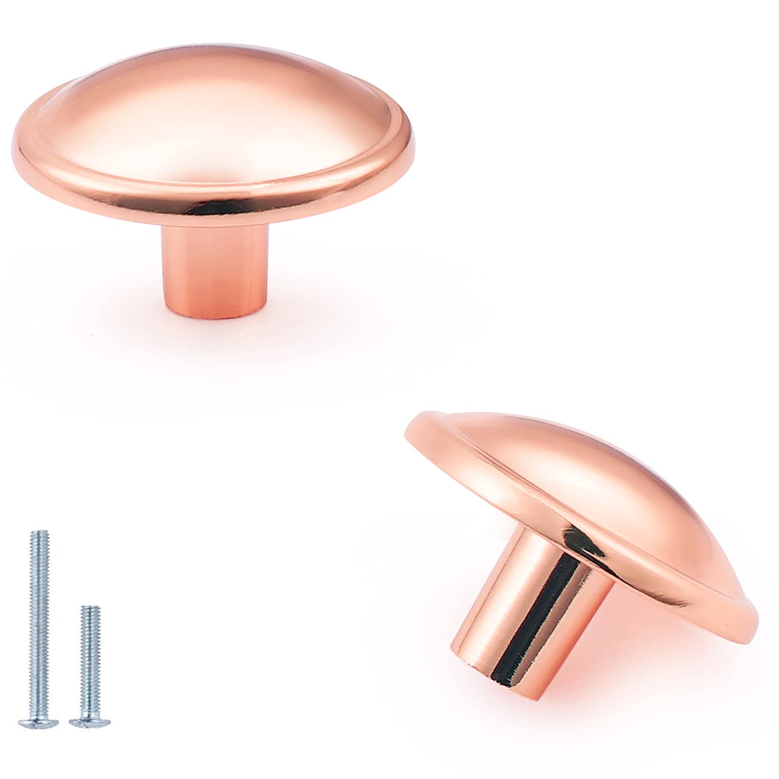 GOBEKOR 5 Pack Rose Gold Cabinet Knobs - Round Kitchen Cabinet Handles & Dresser Drawer Pulls - Perfect for Modern Kitchen, Bathroom & Furniture Upgrades