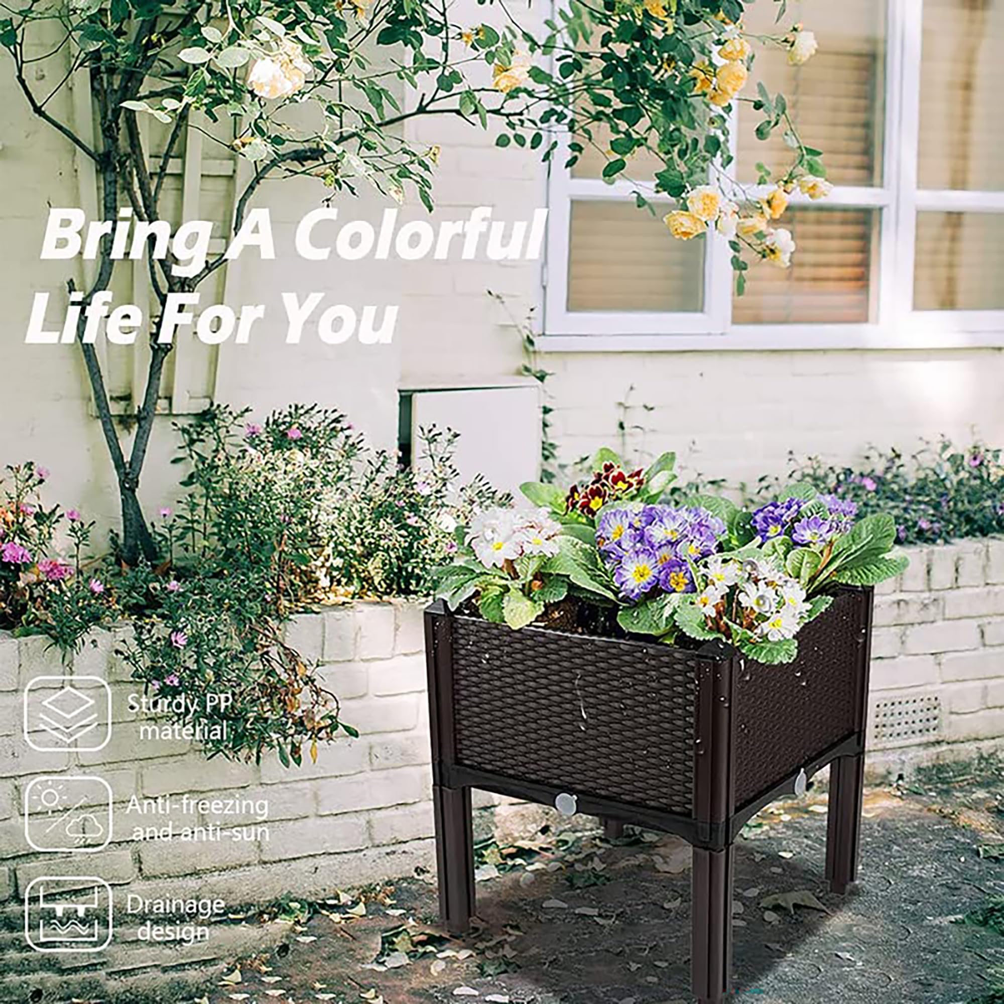 Raised Garden Bed Planter Box with Legs - Elevated Outdoor Planter for Flowers, Vegetables, Tomatoes & Herbs - Perfect for Garden, Patio, Balcony & Deck Planting
