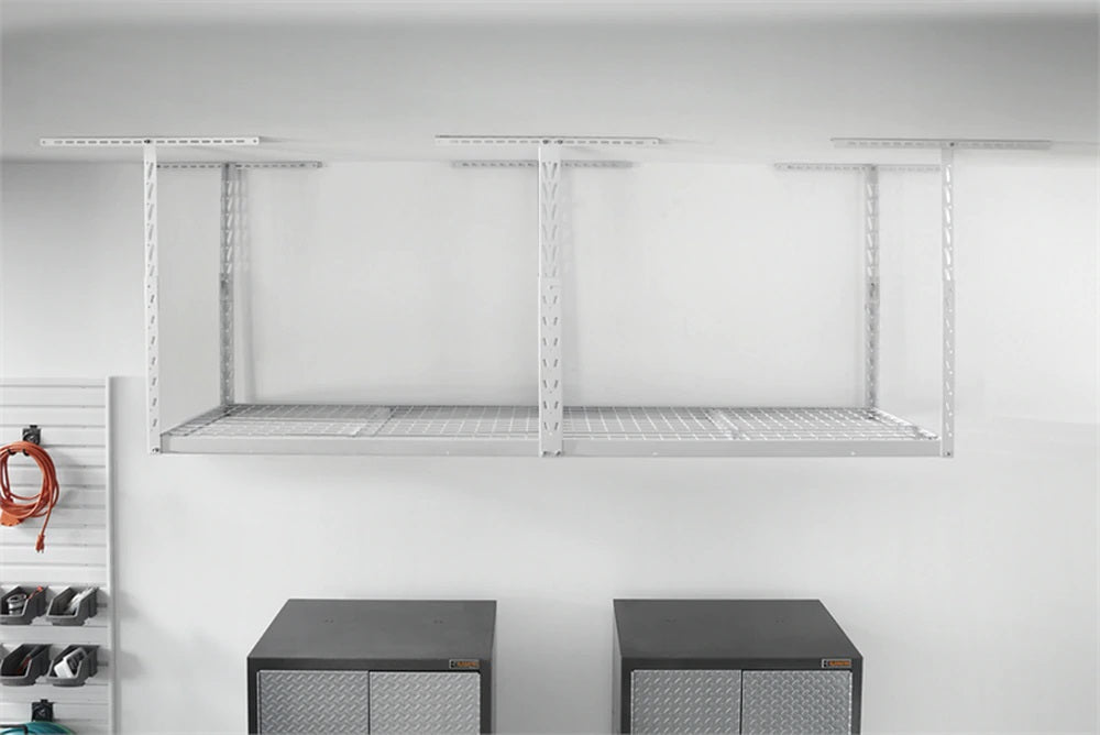 Gladiator Overhead Garage Storage Rack 2' x 8' White - Heavy Duty Steel Shelving for Garage Organization & Home Storage Solutions