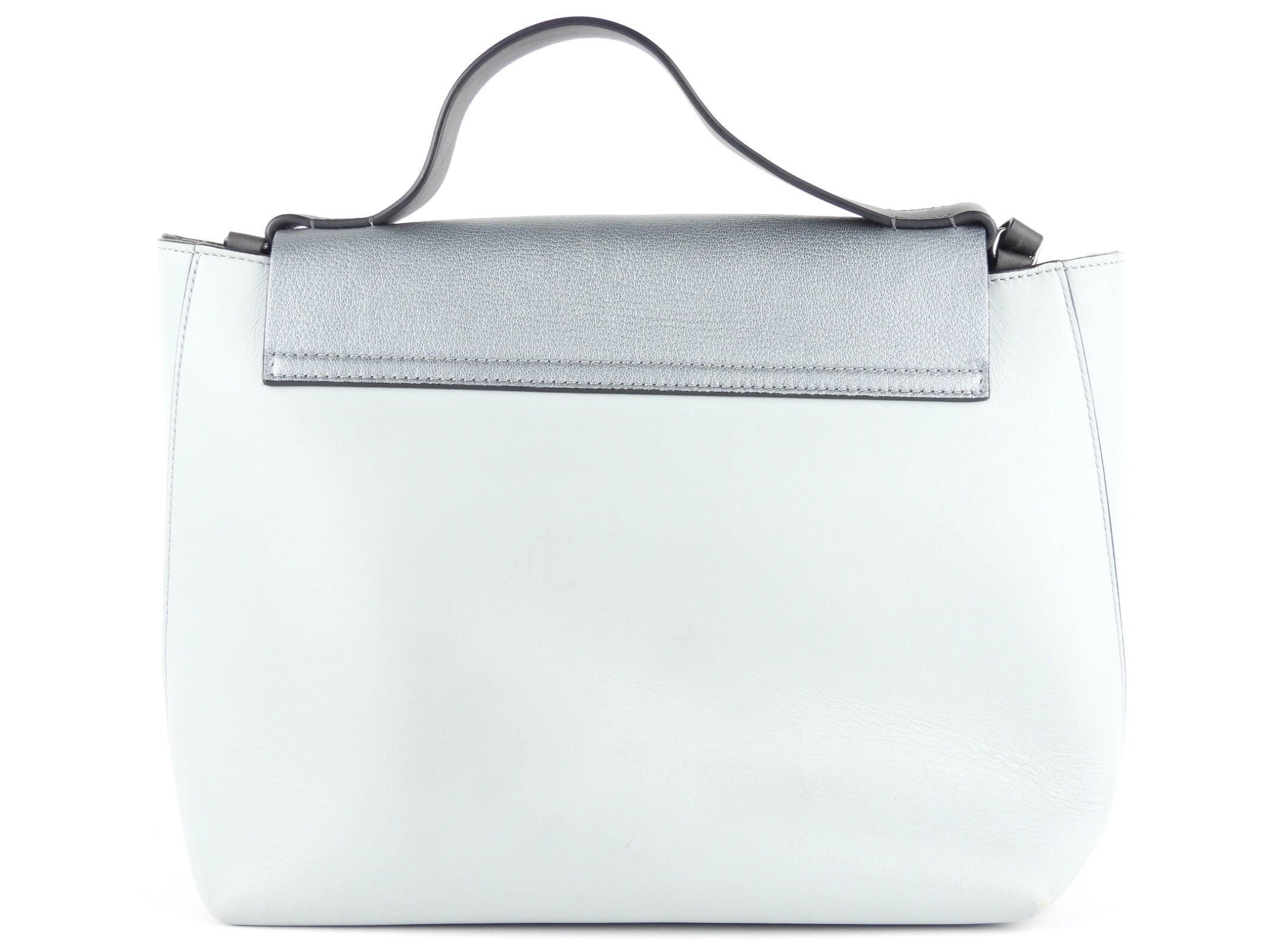 Brunello Cucinelli Pale Blue Metallic Leather Satchel Bag for Women - Luxury Designer Handbag for Work, Travel & Everyday Use