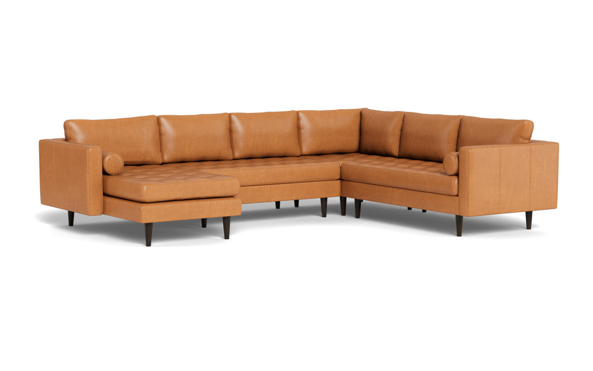 Ladybird 133 Genuine Leather Corner Sectional Sofa with Left Chaise Lounge - Perfect for Living Room, Family Room & Home Theater Comfort