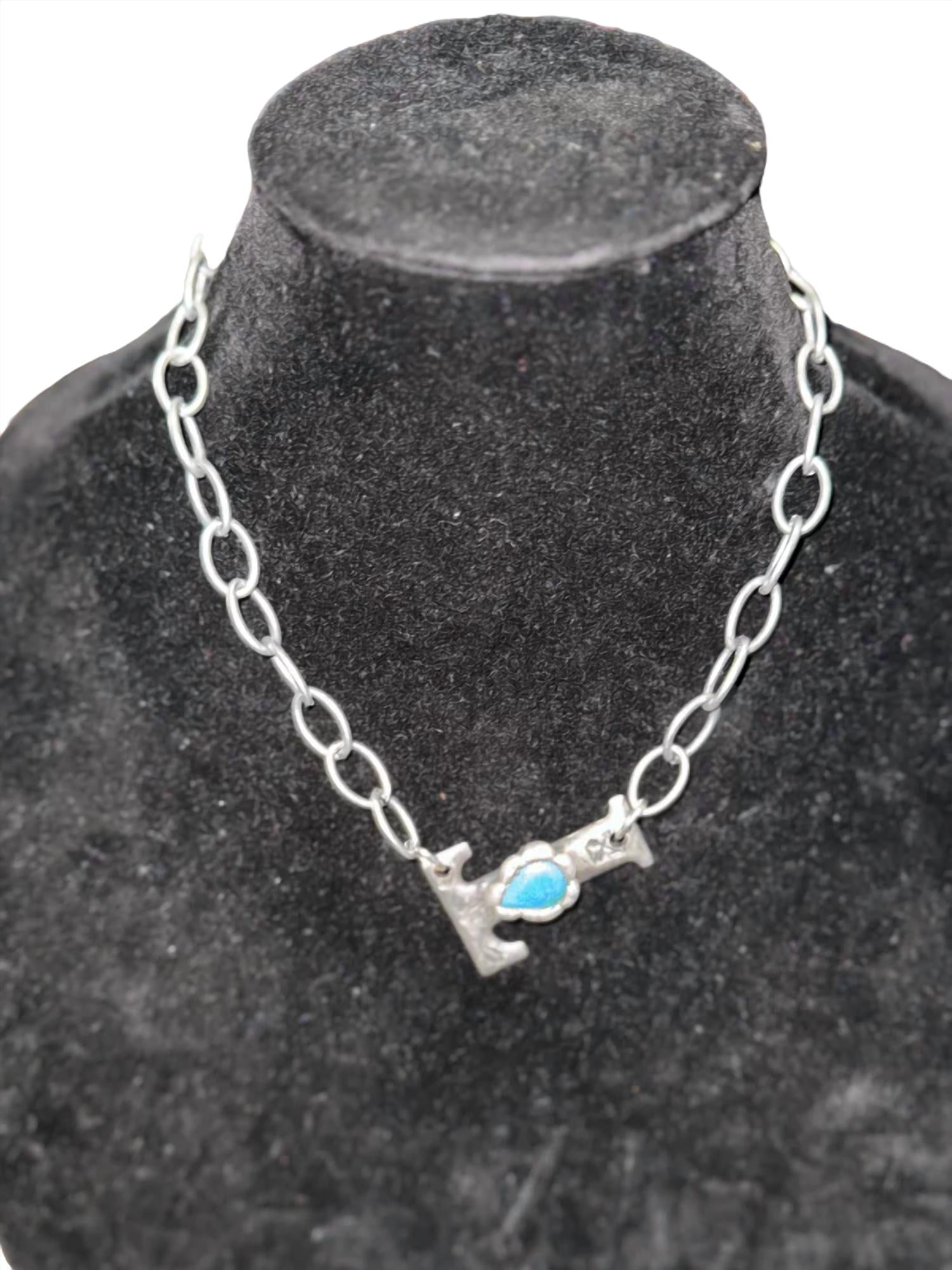 Sterling Silver Turquoise Initial Necklace - Personalized Name Pendant for Women, Gift for Her - Perfect for Birthdays, Anniversaries, and Everyday Wear