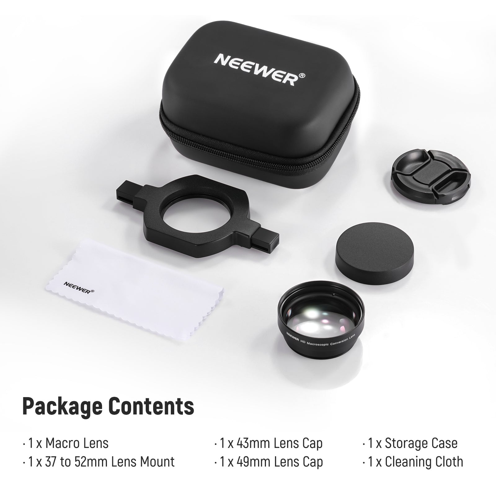 NEEWER LS 40 43mm HD Macro Lens for DSLR Cameras - High Definition Close-Up Photography for Jewelry, Flowers & Small Objects