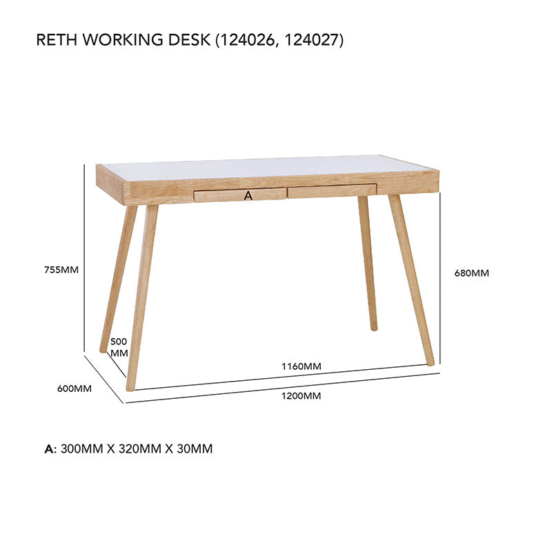 RETH Study Desk 120cm Walnut & Black - Modern Home Office Desk for Students & Professionals - Perfect for Small Spaces, Dorm Rooms & Remote Work