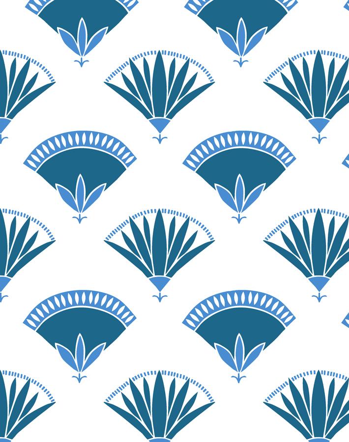 Lotus Papyrus Wallpaper in Cadet Blue by Tea Collection - Premium Peel & Stick Removable Wallpaper for Bedroom, Nursery, and Home Office Decor