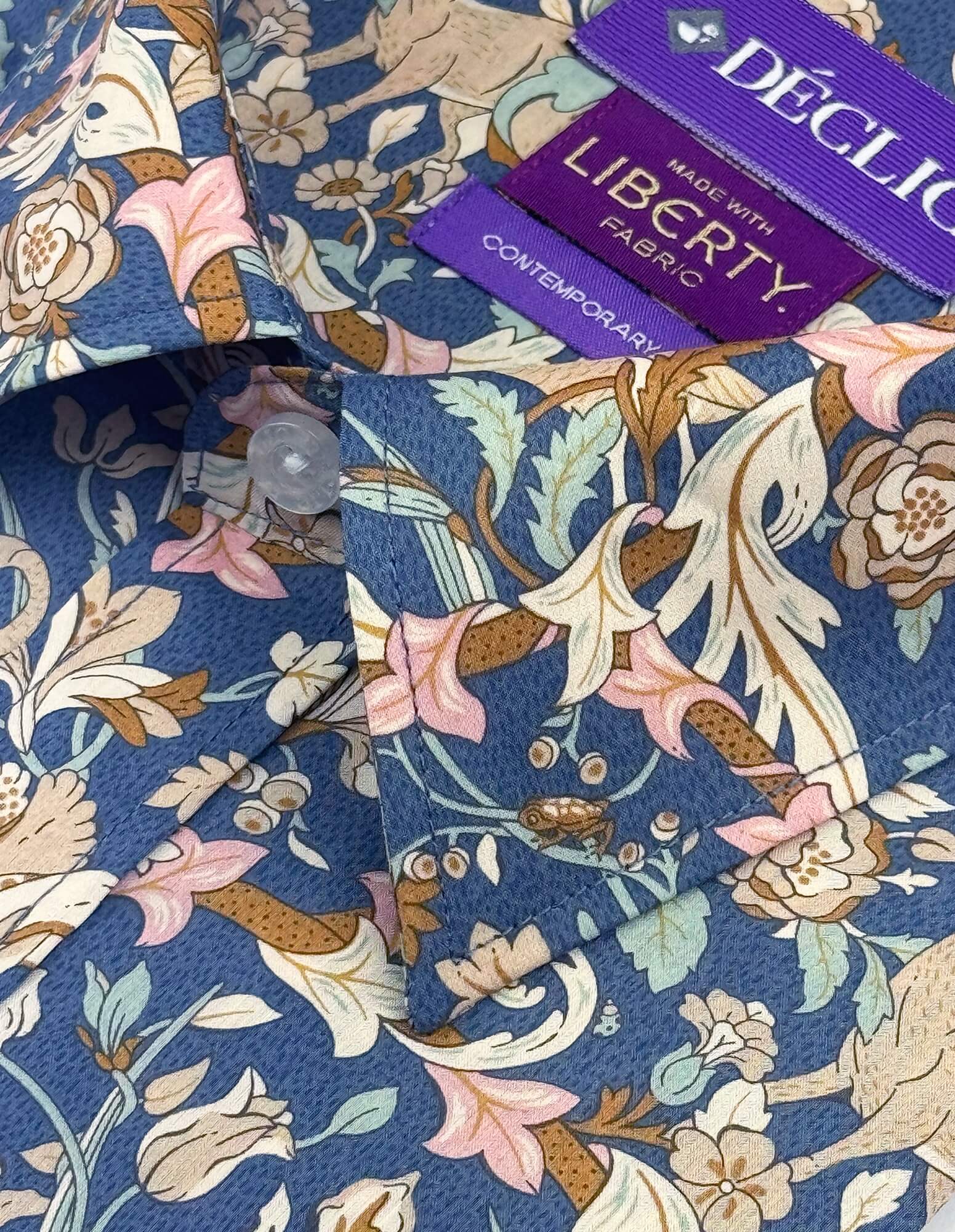 DÉCLIC Liberty Joan Print Shirt for Women - Stylish Blue Floral Blouse for Casual Wear, Office & Date Night Outfits