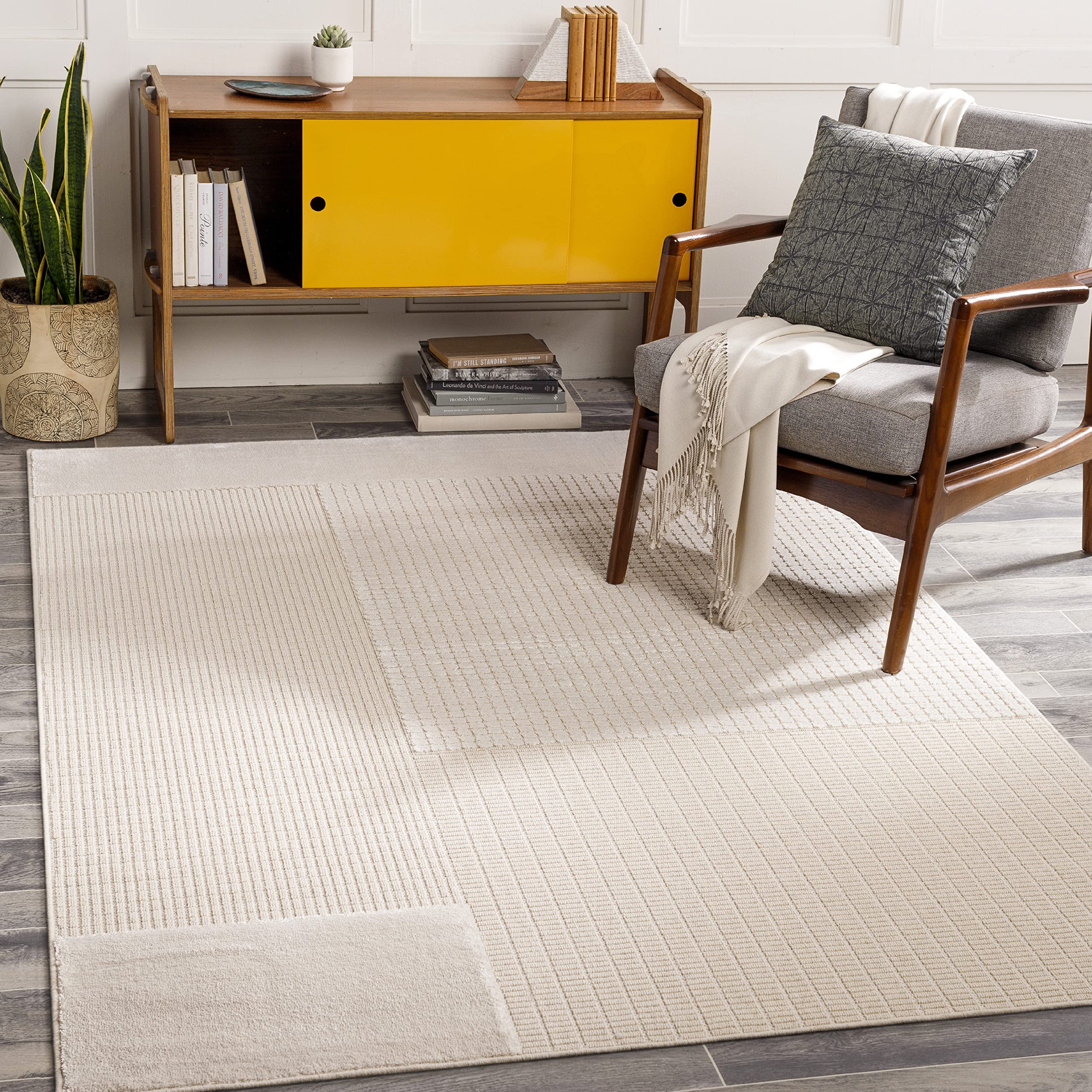 Mark&Day 4x6 Laconia Modern Cream Beige Area Rug - Soft Plush Carpet for Living Room, Bedroom, Kitchen - 3'11