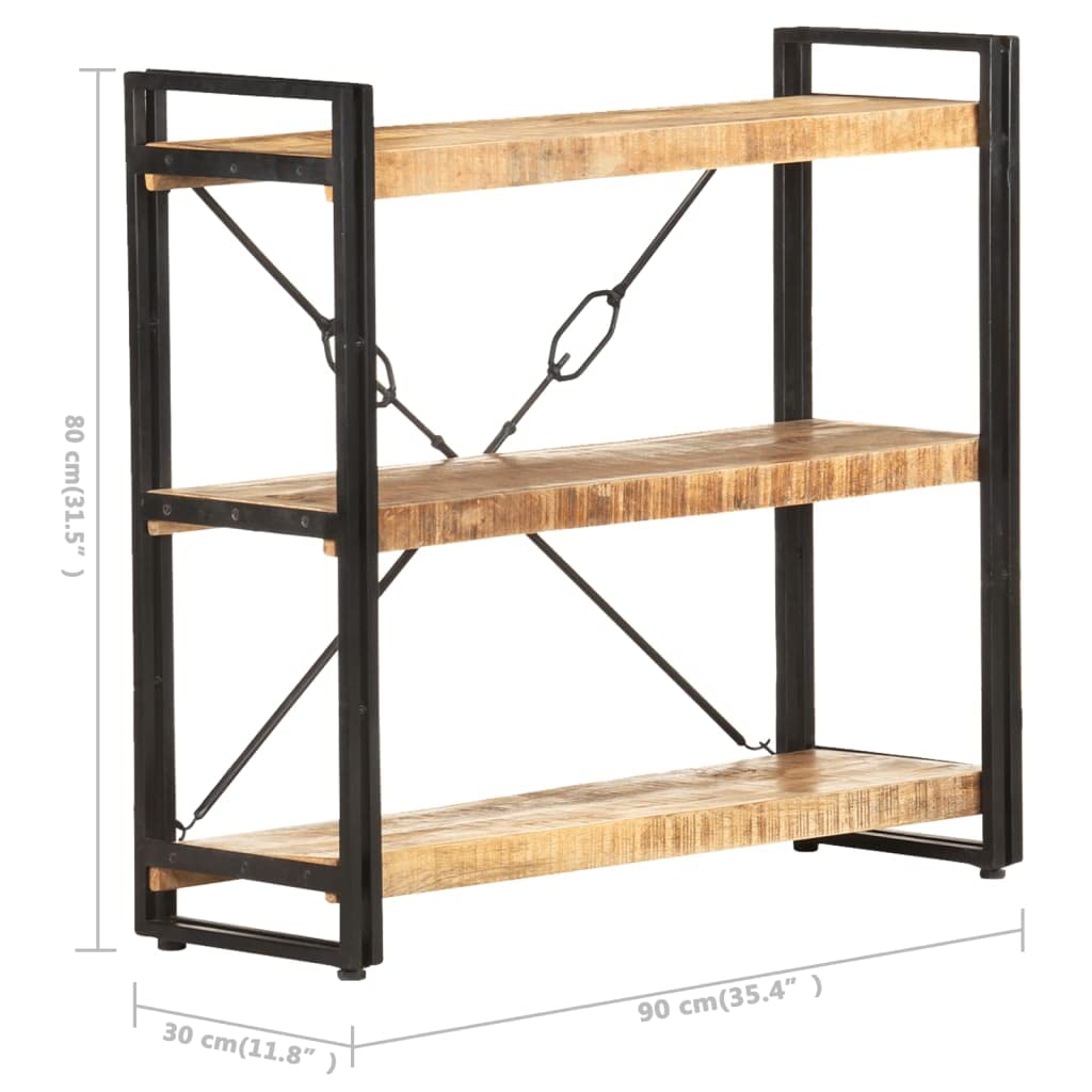 3-Tier Solid Mango Wood Bookcase - 35.4