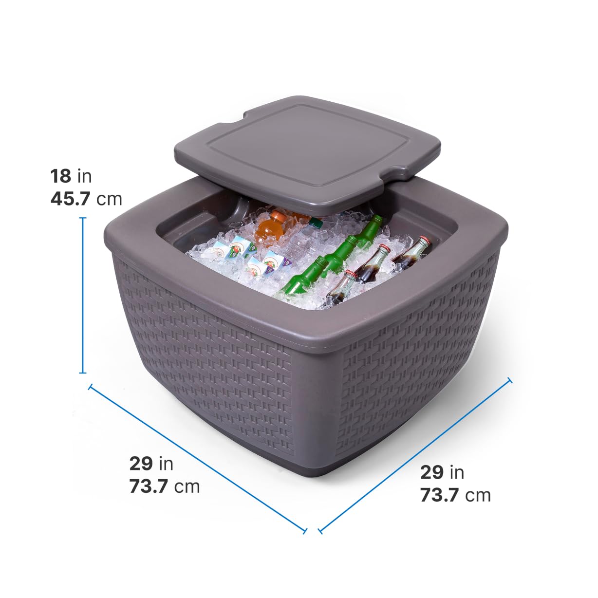 Step2 Just Chillin Patio Table with Ice Bin - Durable Waterproof Outdoor Furniture, Doubles as Cooler & Level Tabletop - Perfect for Backyard BBQs, Pool Parties & Patio Relaxation (Gray)