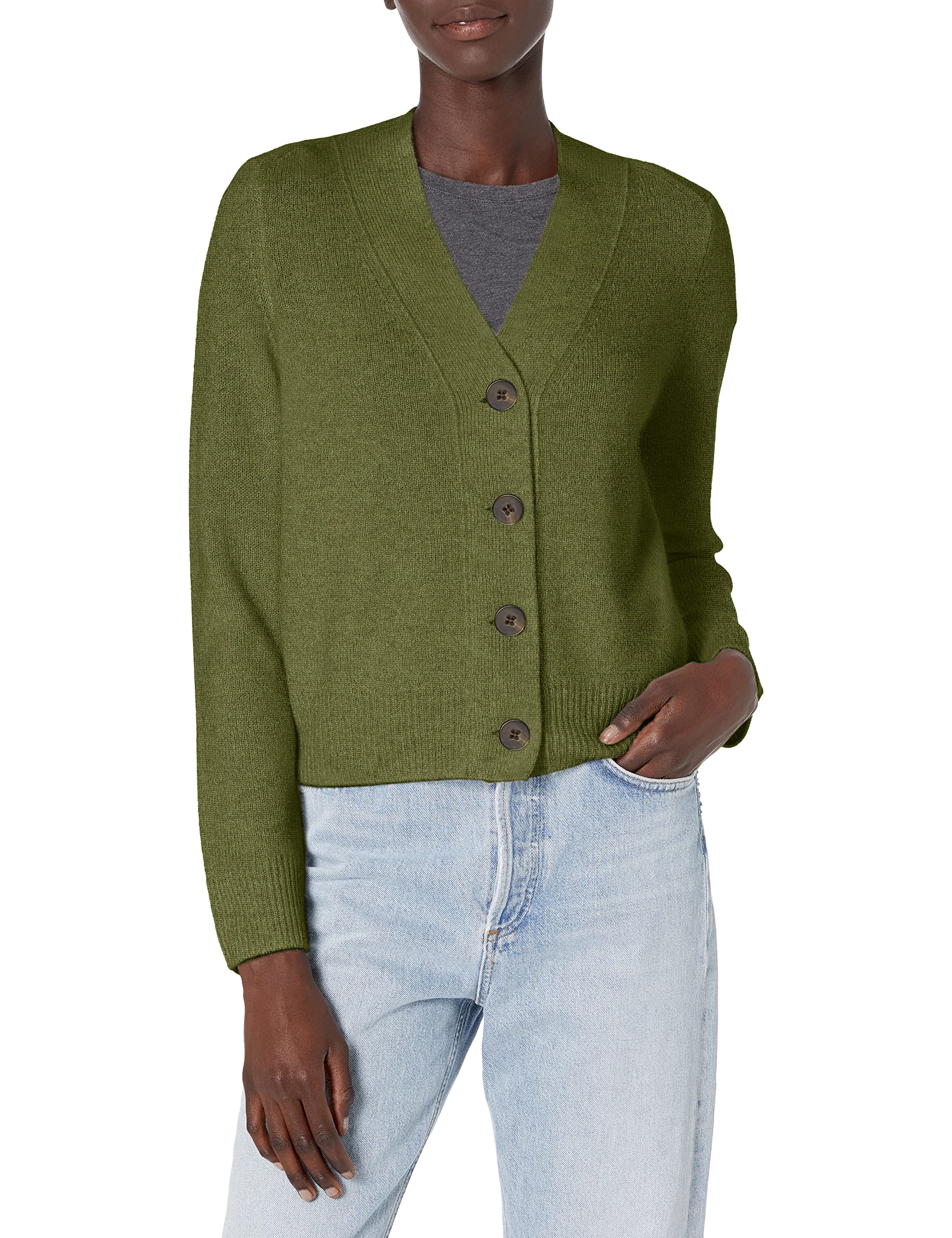 Vince Women's Shrunken Button Cardigan Sweater - Soft Knit Open Front Long Sleeve Wrap - Perfect for Office, Date Night & Fall Layering