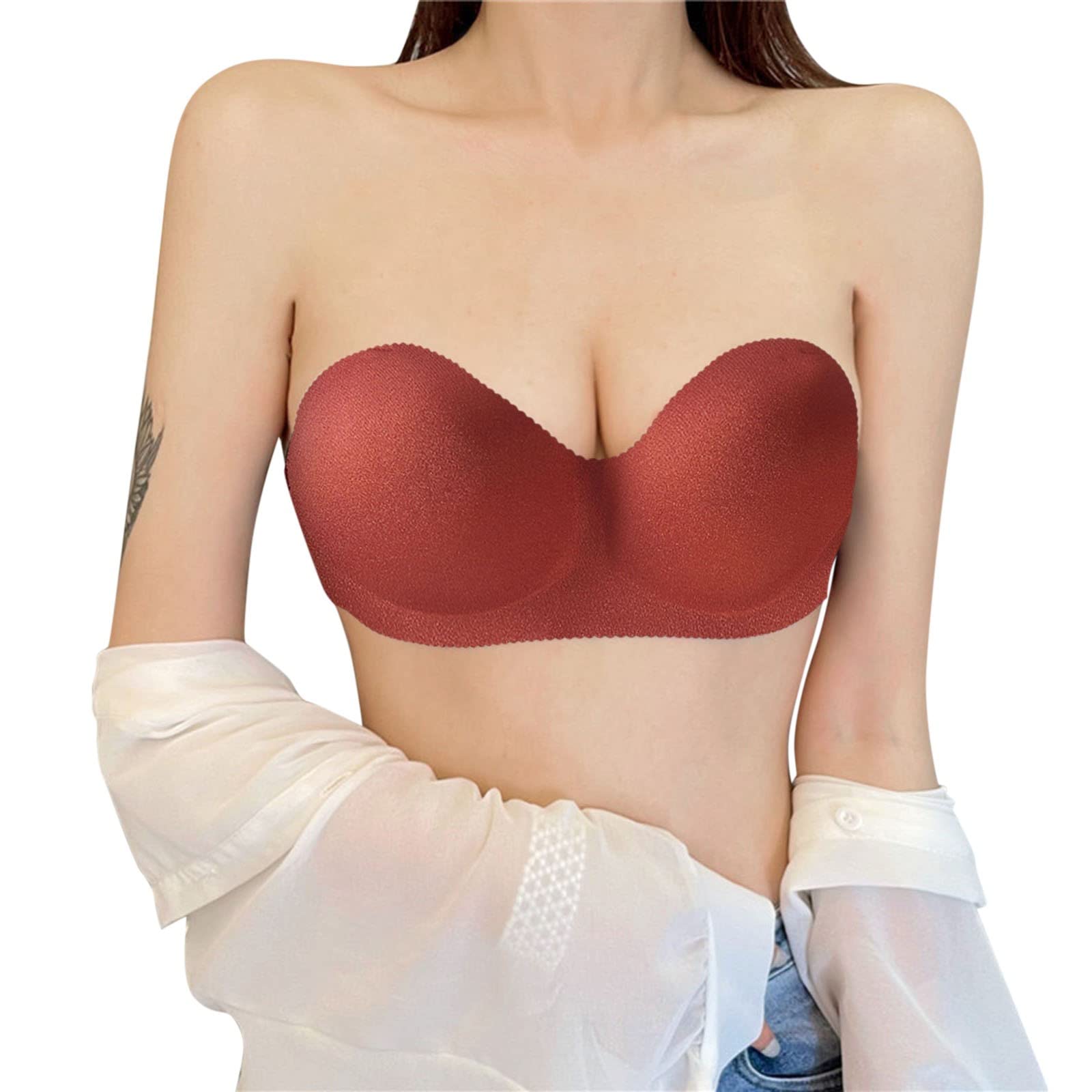 Strapless Sports Bra for Women - No Steel Ring Comfortable Wrap Chest Pad - Yoga, Running & Gym Workout Bras
