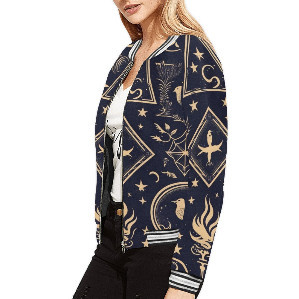 Mystical Symbols Horizontal Stripes Jacket - Stylish Casual Outerwear for Men & Women | Perfect for Streetwear, Festival Fashion & Everyday Wear
