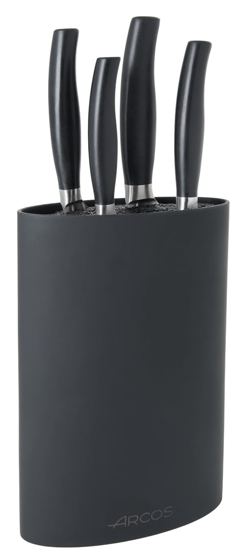 Premium Arcos Forged Kitchen Knife Set 4-Piece - Paring, Utility, Chef & Bread Knives - Nitrum Stainless Steel with Ergonomic POM Handle - Professional Cooking Tools for Home Chefs - Perfect for Slicing, Dicing, Chopping & Baking - Clara Series in Sleek Black