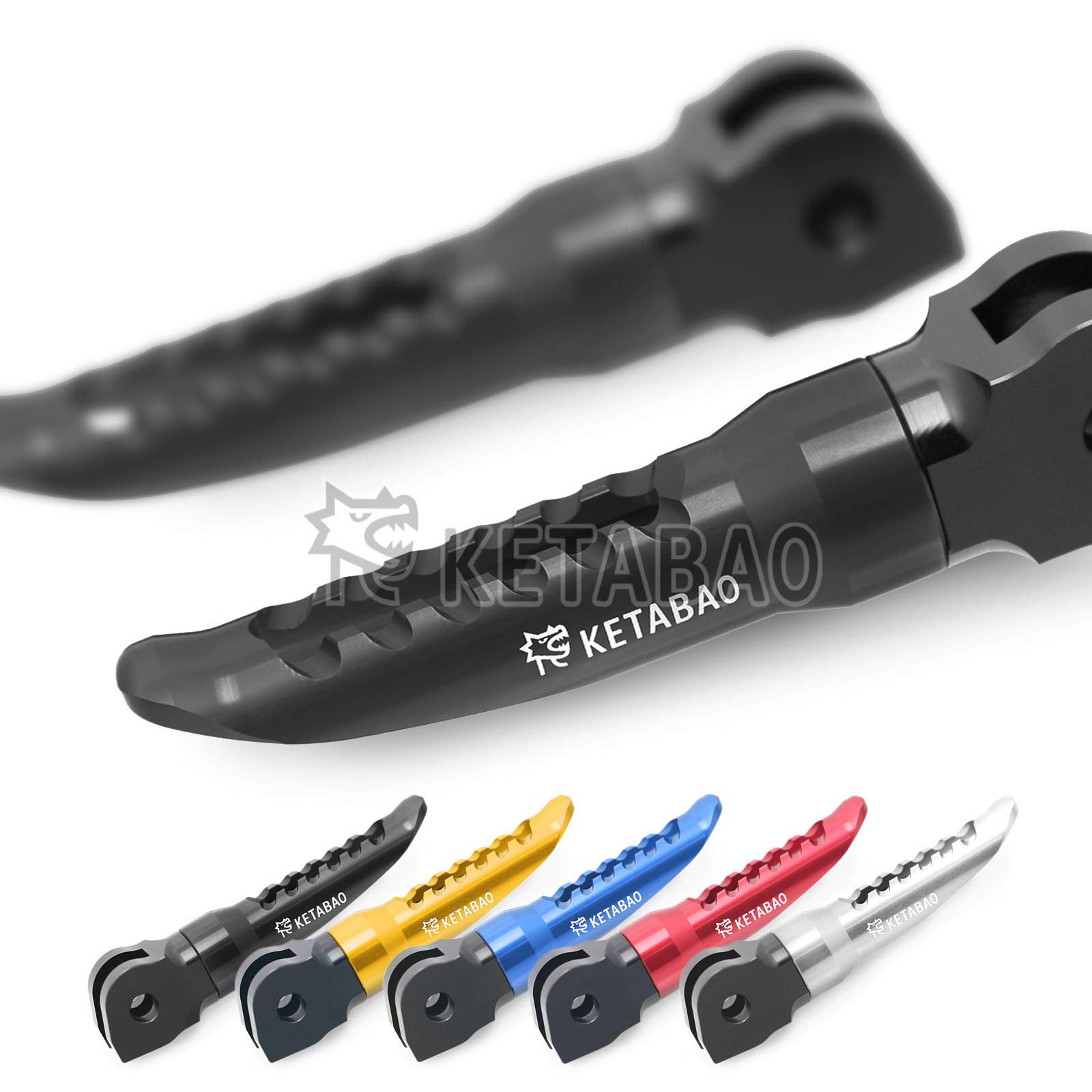 KETABAO Black CNC RANGER Front Foot Pegs Footrests for Ducati Monster 695 696 796 (2008-2017) - Motorcycle Accessories for Enhanced Riding Comfort & Control