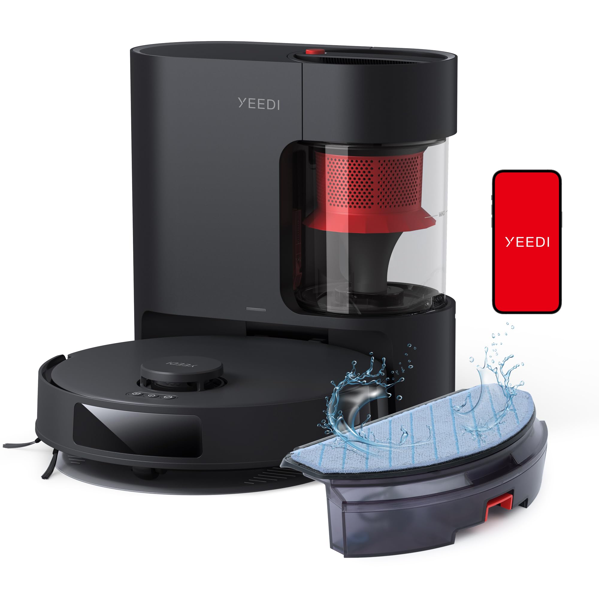Yeedi C12 PRO Plus Robot Vacuum and Mop Combo with 3 Washable Mop Pads - Smart Cleaning for Hardwood Floors and Pet Hair - Perfect for Homes with Pets and Busy Families