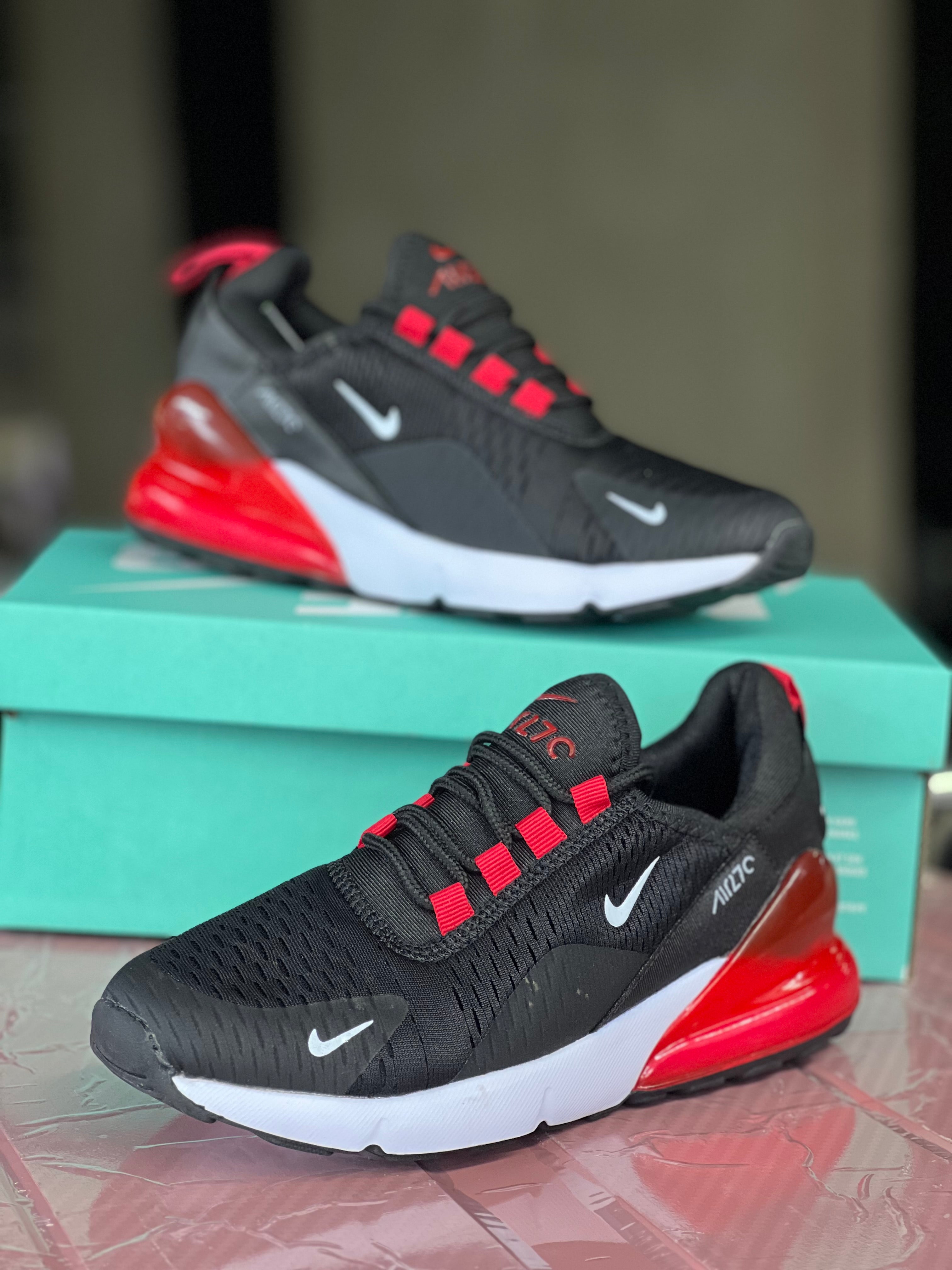 Nike Air Max 270 Men's Running Shoes - Black/Red Colorway - Comfortable Cushioned Sneakers for Jogging, Gym Workouts & Casual Wear