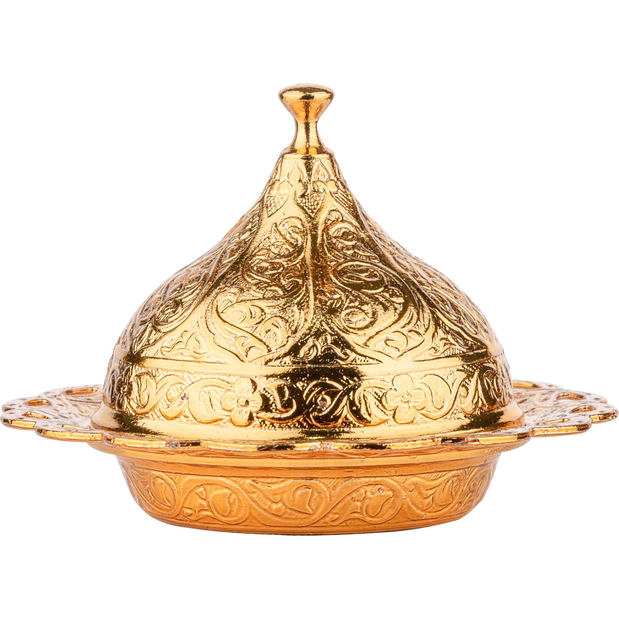 Premium Ottoman Turkish Greek Arabic Espresso Coffee Cups with Saucer and Lid - Set of 2, Gold Hilal Design - Perfect for Middle Eastern Coffee Ceremonies, Home Decor & Gift Giving