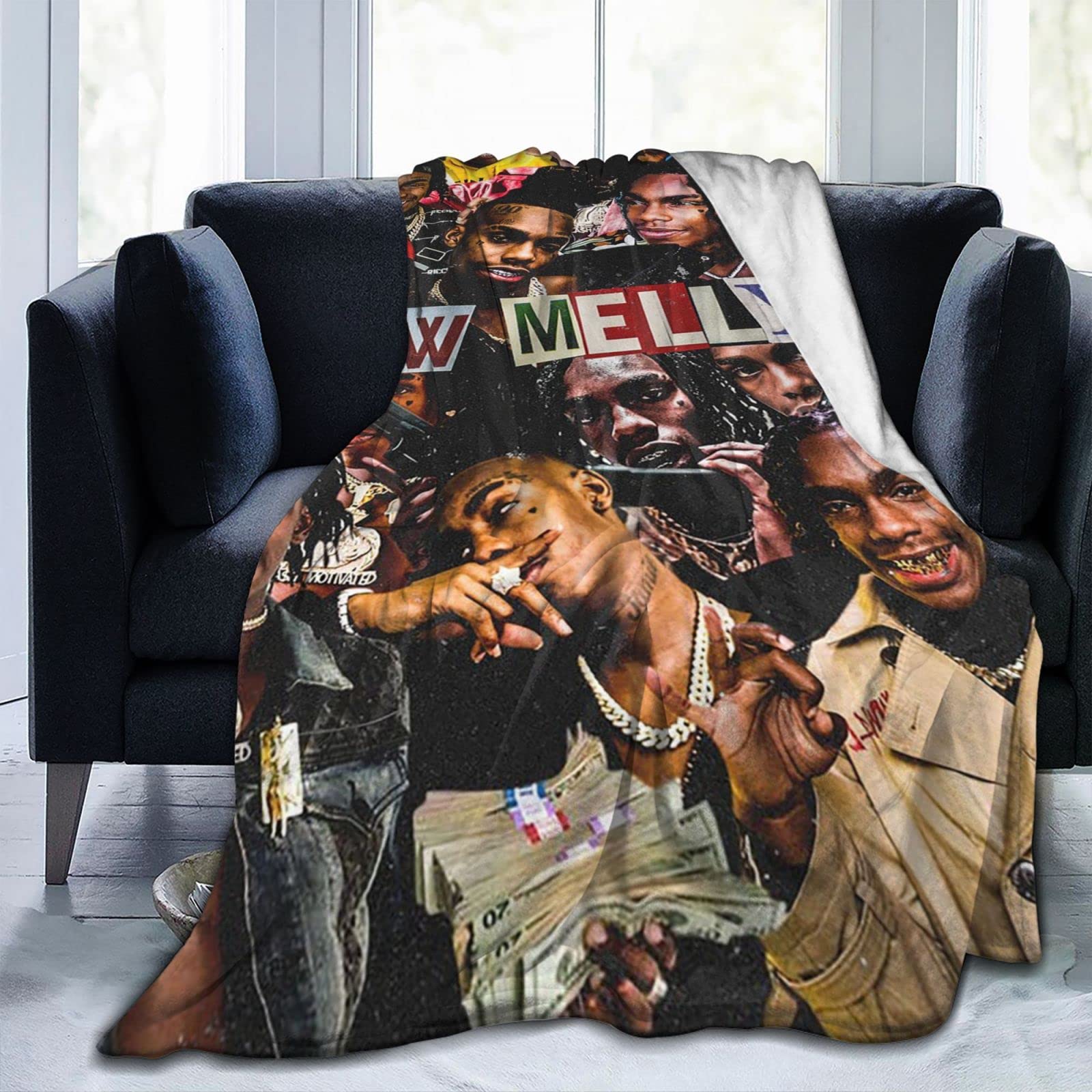 KenALee Ynw Melly Flannel Fleece Blanket - Ultra Soft & Lightweight Travel Blanket for Bed, Sofa, Chair, Dorm - 50''x40'' Black - Perfect for Camping, Airplanes & Cozy Home Use