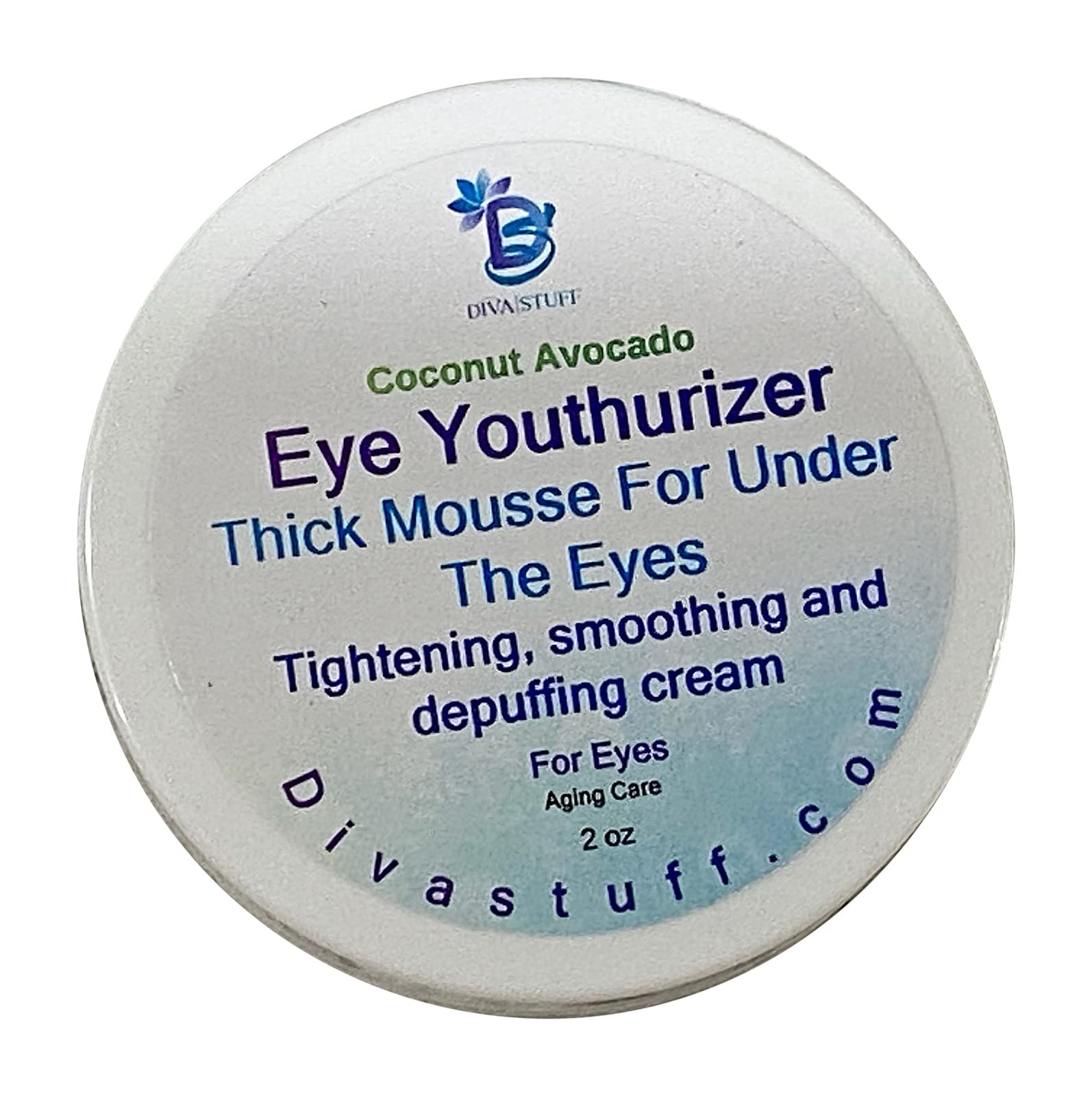 Diva Stuff Coconut & Avocado Eye Cream - Thick Melt Mousse Under Eye Treatment for Tightening, Lifting, Smoothing & Depuffing - 2 oz - Perfect for Dark Circles & Puffy Eyes in Morning/Night Skincare Routine