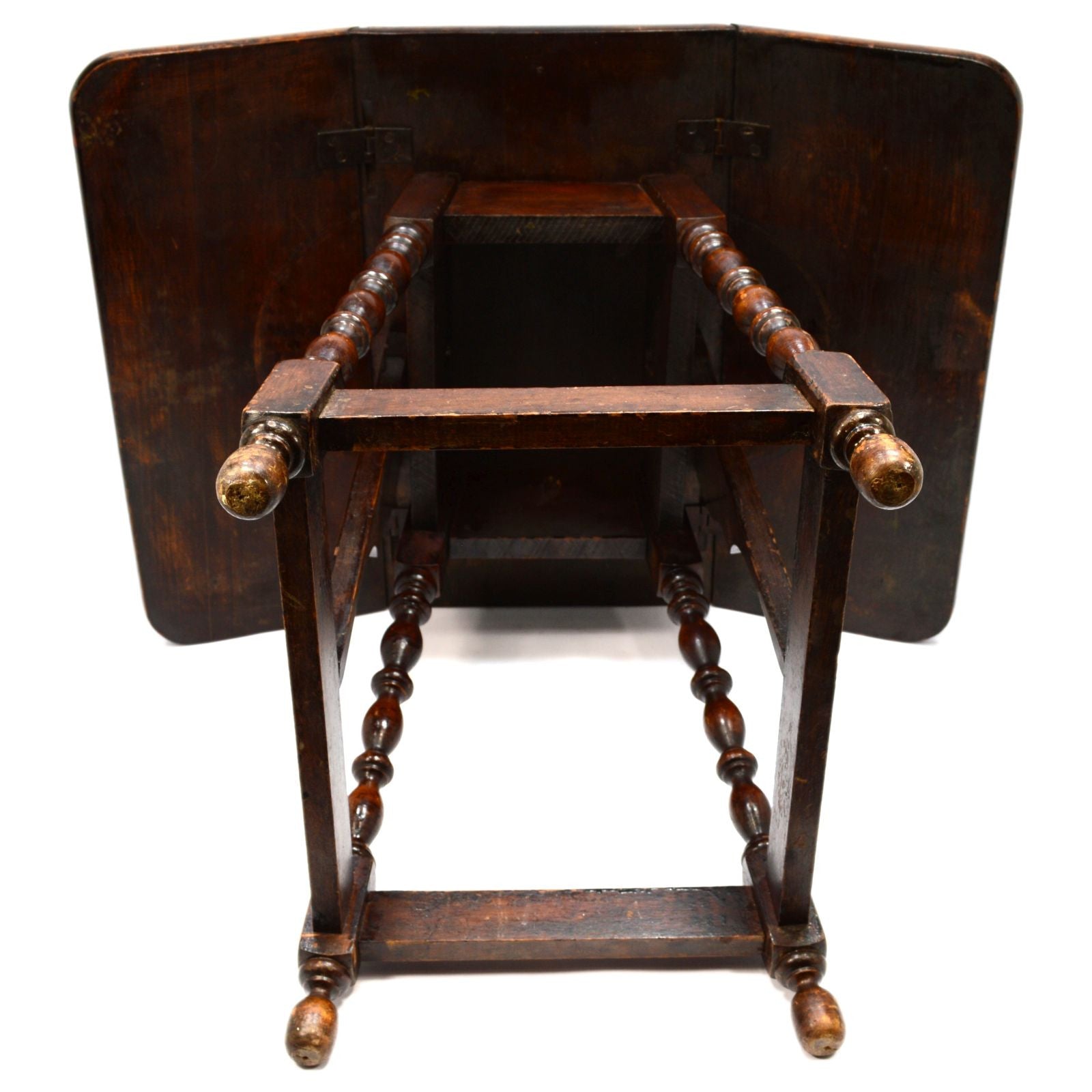 Antique 19th Century Hardwood Drop Leaf Side Table with Turned Gate Leg - Perfect for Living Room, Bedroom, or as Lamp/Plant Stand