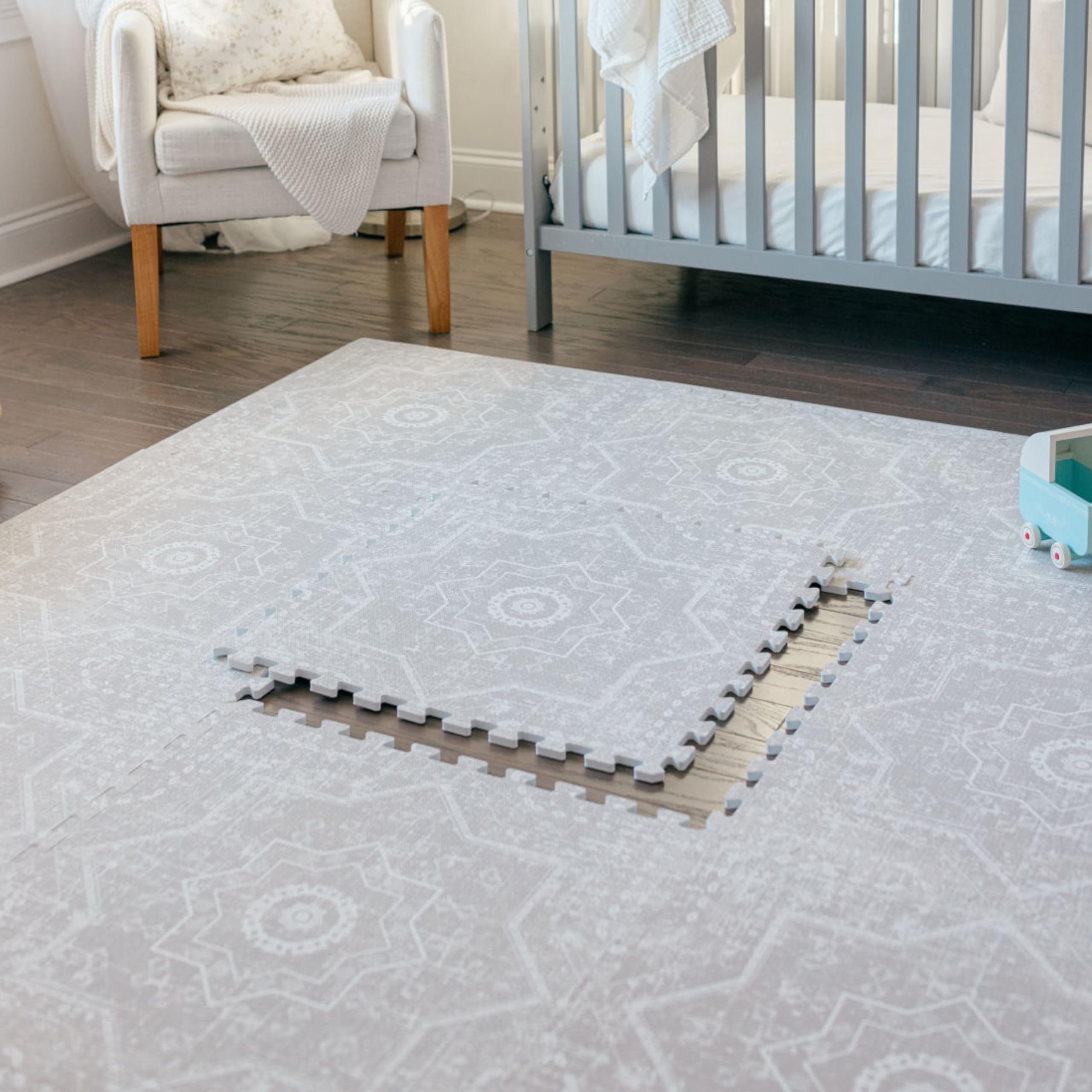 Premium EVA Foam Baby Play Mat (4x6ft) - Non-Toxic Crawling & Tummy Time Floor Mat for Infants & Toddlers - Soft Playroom Rug for Nursery, Daycare & Home - Layla Collection - Waterproof & Easy to Clean