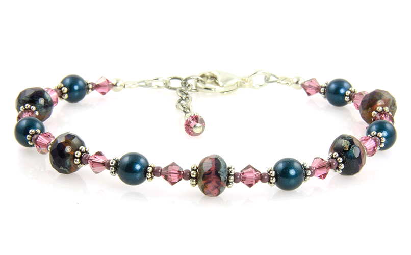 Amethyst Mauve Pearl Crystal Bracelet for Women - Healing Stone Jewelry, Elegant Beaded Wristband for Meditation, Yoga & Spiritual Gifts