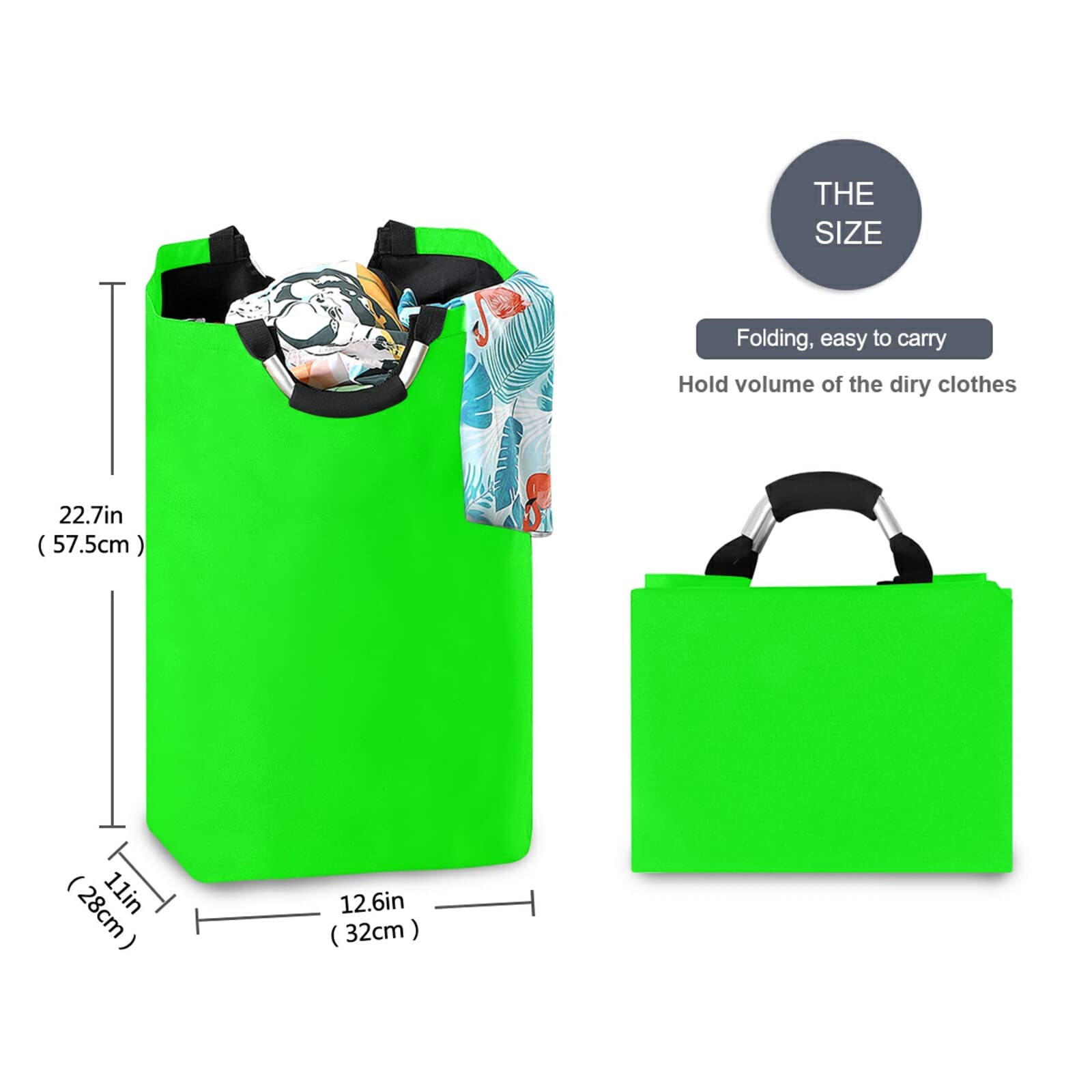 Xigua Collapsible Waterproof Laundry Hamper Basket - Neon Green Storage Bin for Nursery, Bedroom, Bathroom & Laundry Room | Perfect for Clothes Organization & Home Storage Solutions