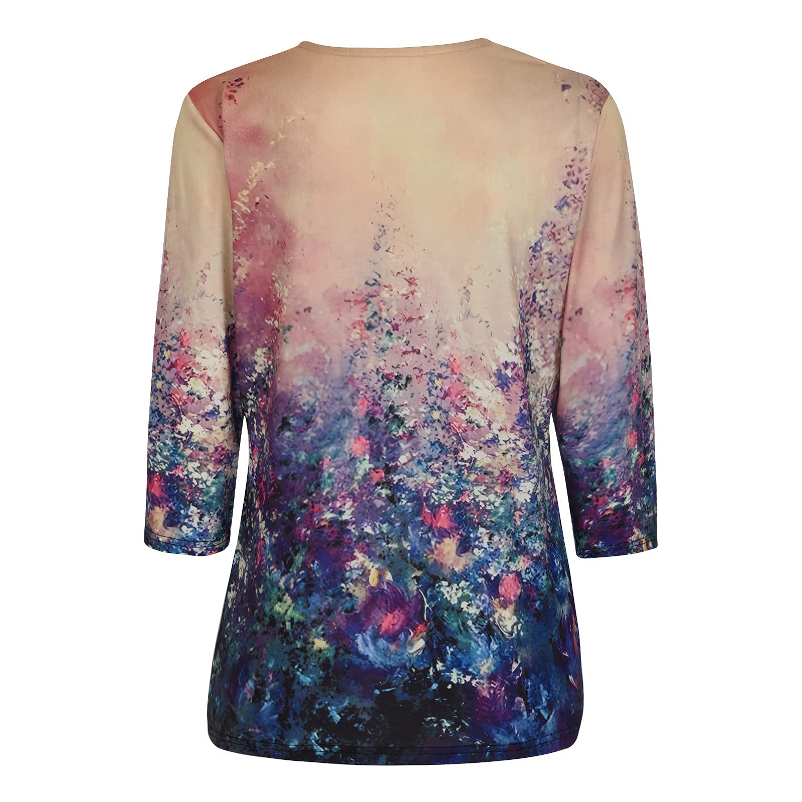 Women's 3/4 Sleeve Graphic T-Shirts - Summer Crewneck Casual Blouses with Marble Print, Loose Fit Tops for Work, Travel & Everyday Wear