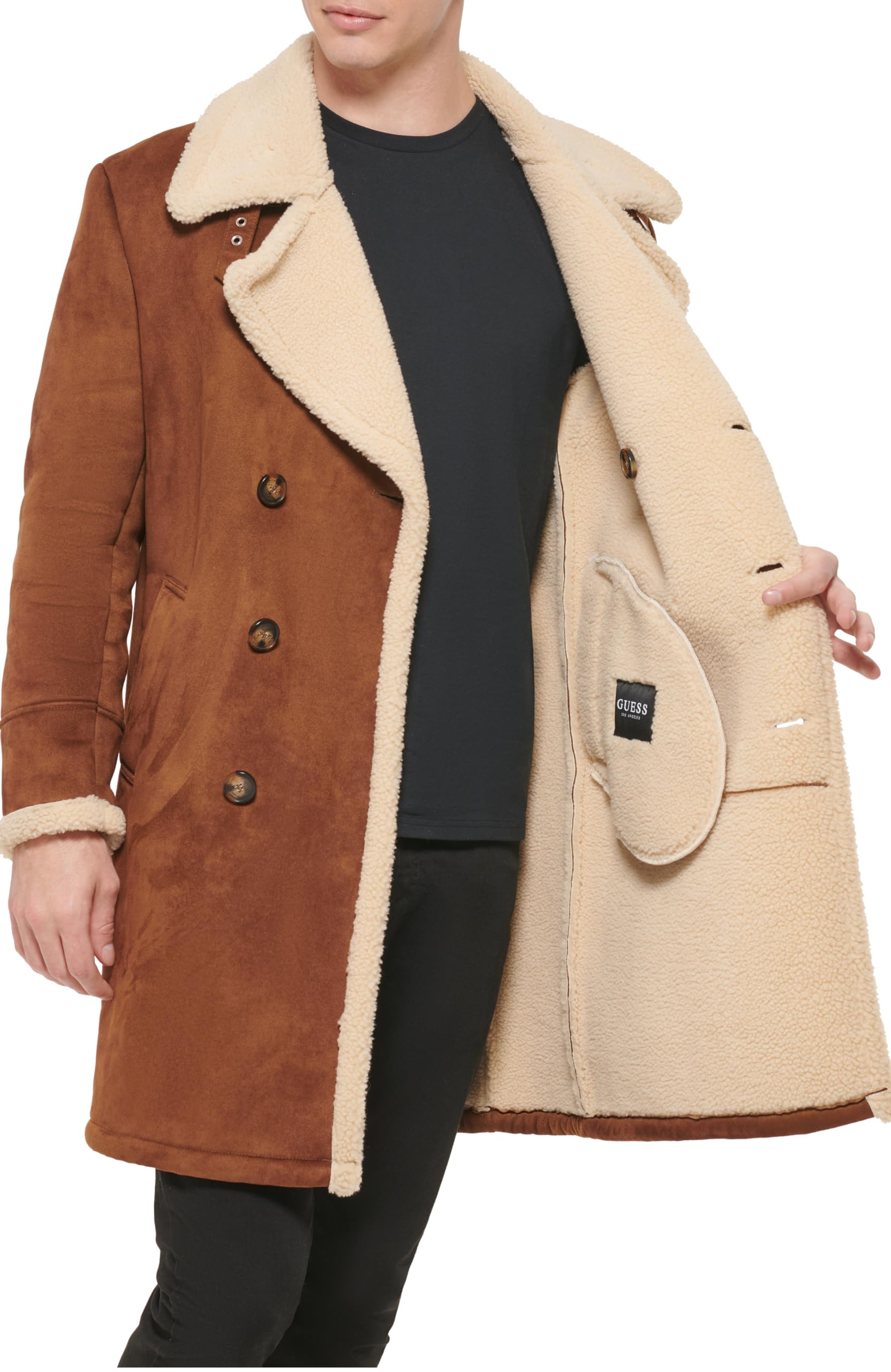 Cole Haan Men's Faux Shearling Winter Coat - Warm & Stylish Jacket for Cold Weather - Perfect for Outdoor Activities & Casual Wear