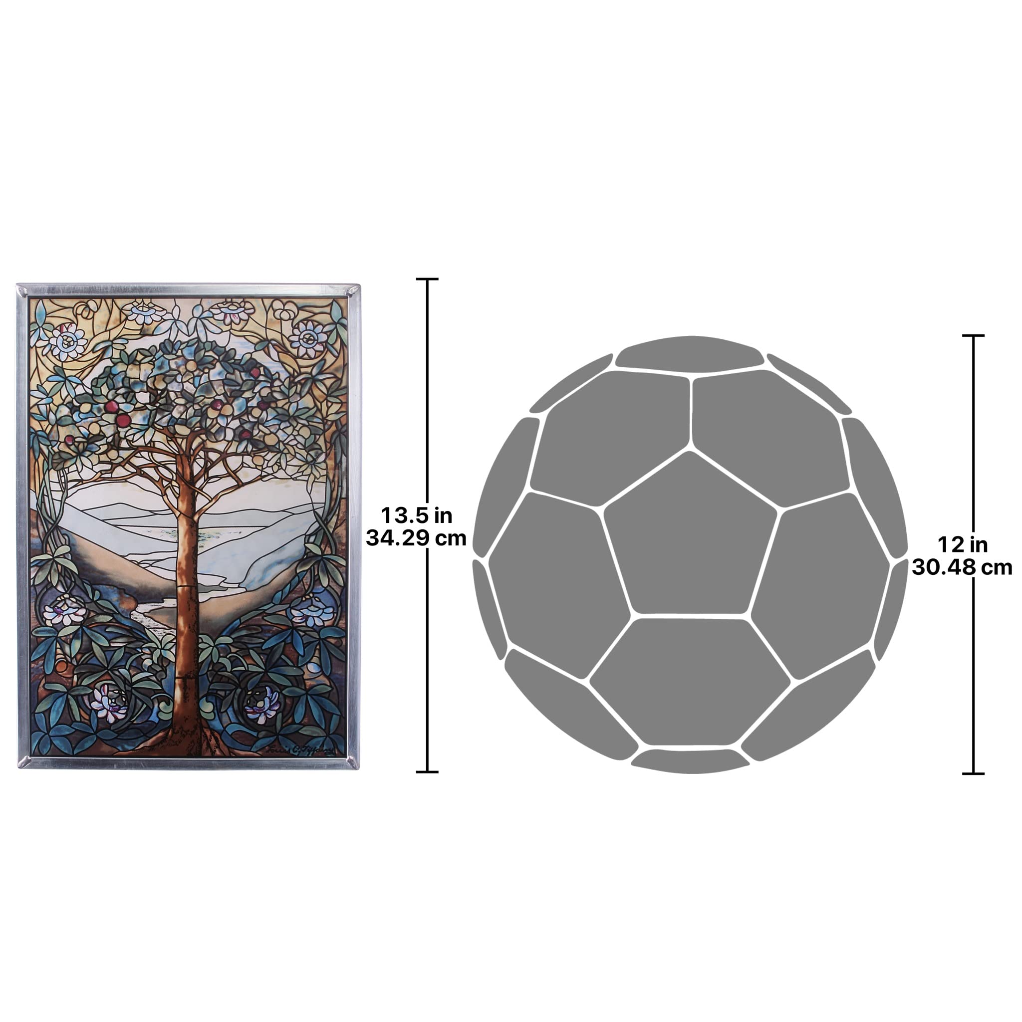 Design Toscano Stained Glass Panel - Tree of Life Art Glass Window Hanging for Living Room Decor - Beautiful Stained Glass Window Treatment for Home, Church & Wedding Decorations