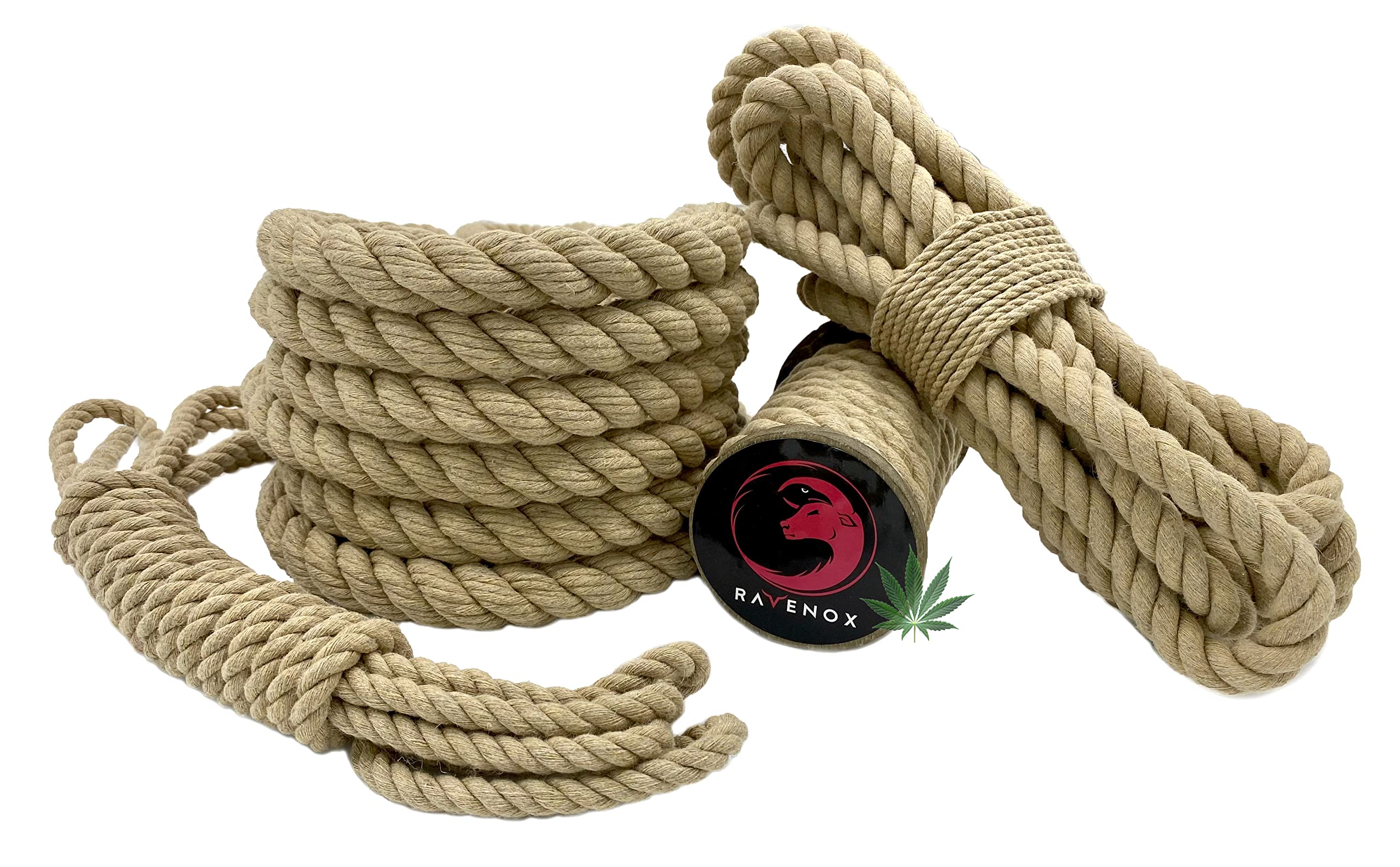 Premium Ravenox Twisted True Hemp Rope - 1/2 Inch x 320 Feet (Natural Tan) | 100% USA-Made Hemp Cord | All-Natural Fiber Rope for Cat Trees, Pet Toys, Macrame, Home Decor & DIY Crafts | Indoor/Outdoor Use for Landscaping, Gardening & Handmade Projects