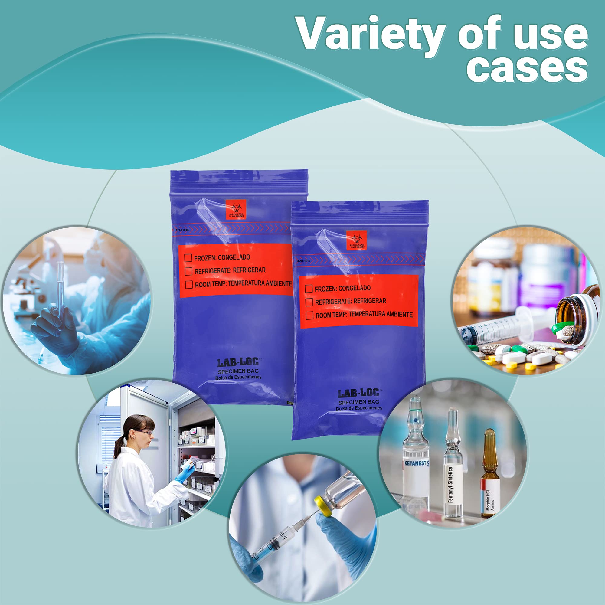 1000 Pack 6x9 Inch Blue Specimen Transfer Bags - 1.75 Mil Low Density Polyethylene with Removable Biohazard Symbol - Medical Grade Plastic Bags for Hospitals, Clinics & Laboratories - Ideal for Specimen Collection, Waste Disposal & Healthcare Needs