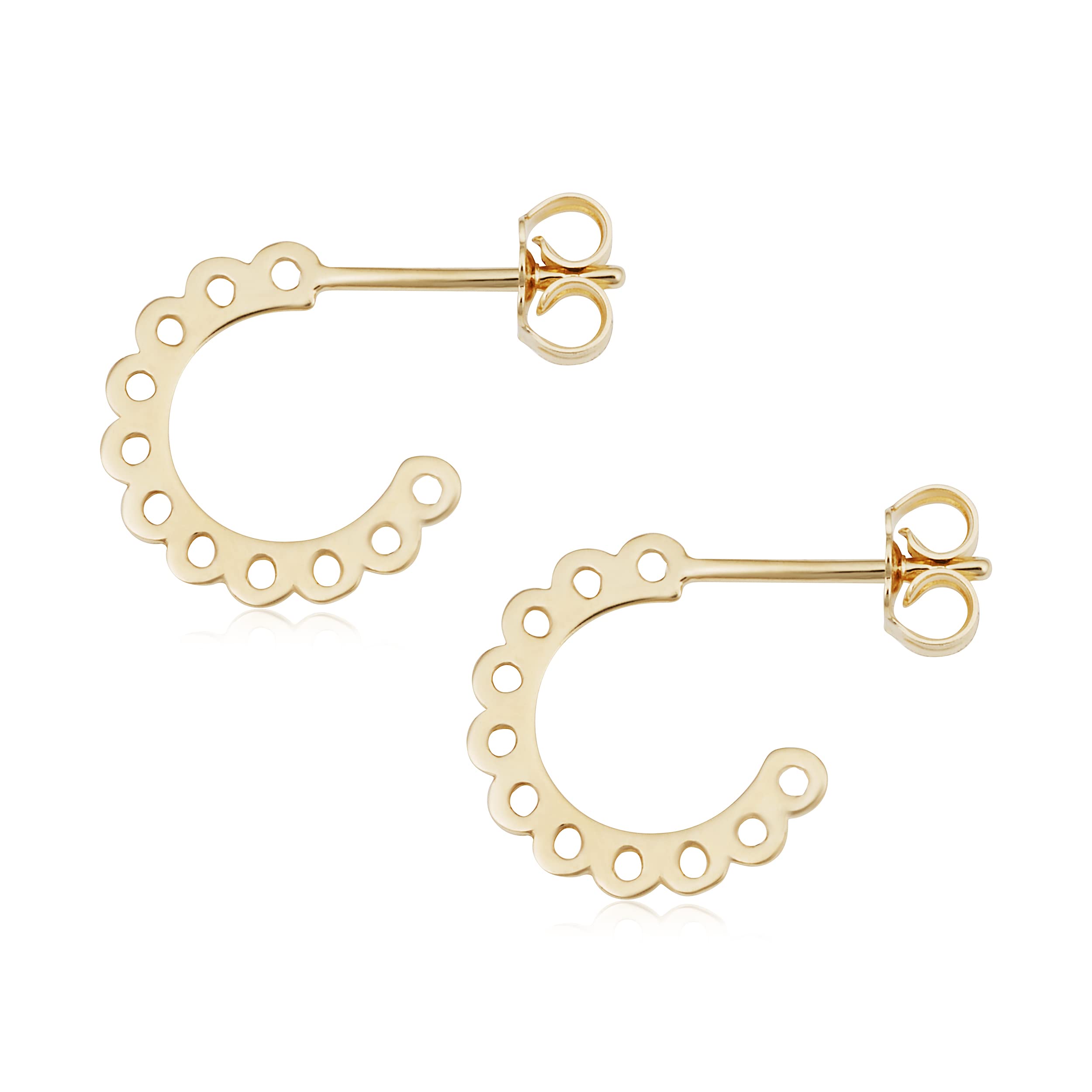14K Yellow Gold Floral Mini Open Hoop Earrings - Handcrafted in Italy | Dainty Everyday Jewelry for Women, Perfect Gift for Birthday, Anniversary & Special Occasions