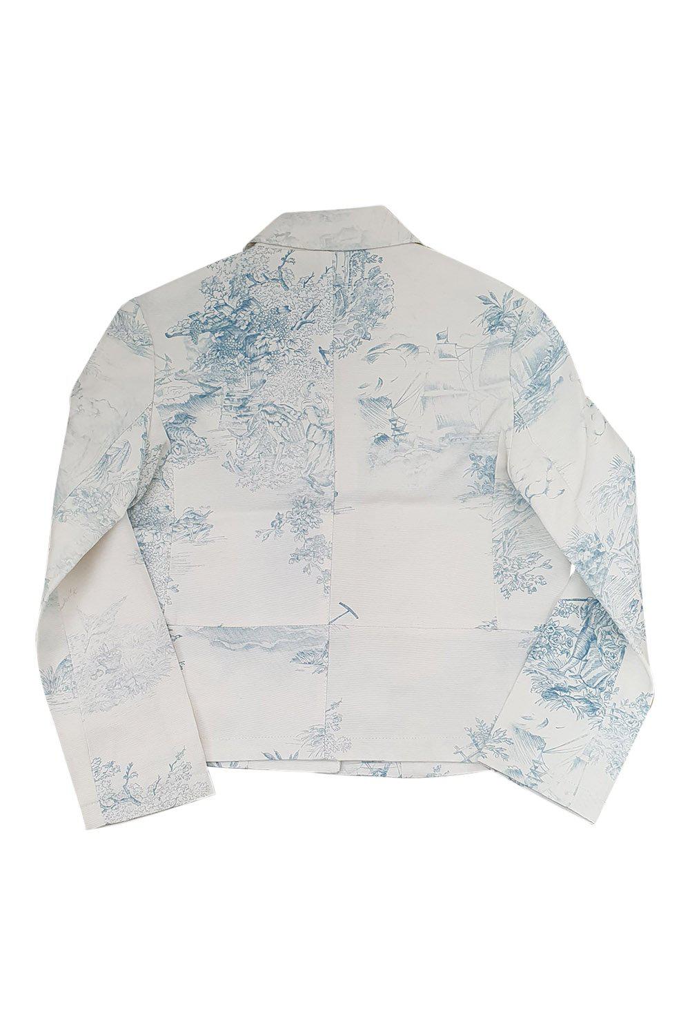 JOHN GALLIANO Kids Cotton Blend White Toile De Jouy Print Blazer Jacket - Size 8 | Formal Wear for Boys & Girls | Perfect for School, Weddings & Special Occasions