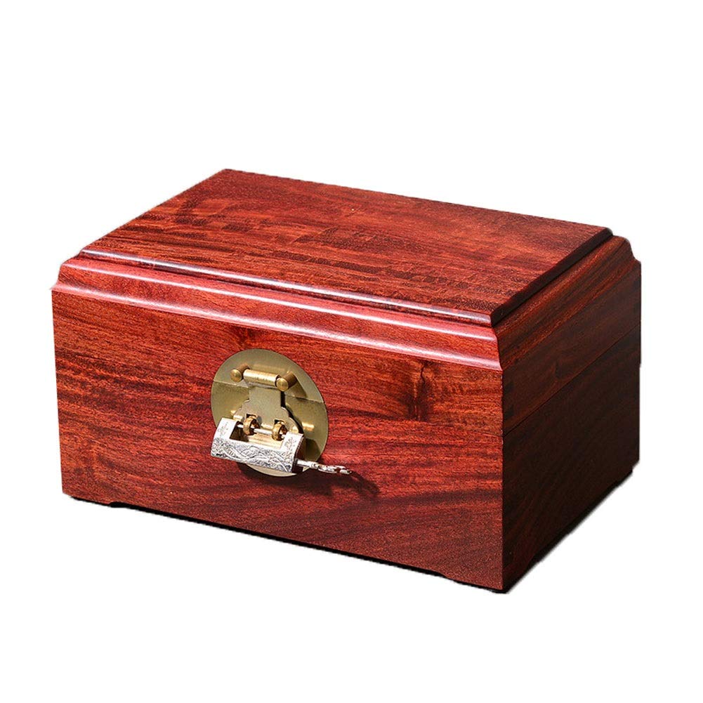 QTT Wooden Jewelry Box with Lock - Vintage Double Layer Jewelry Organizer for Women | Perfect for Necklace, Ring & Earring Storage at Home or Travel