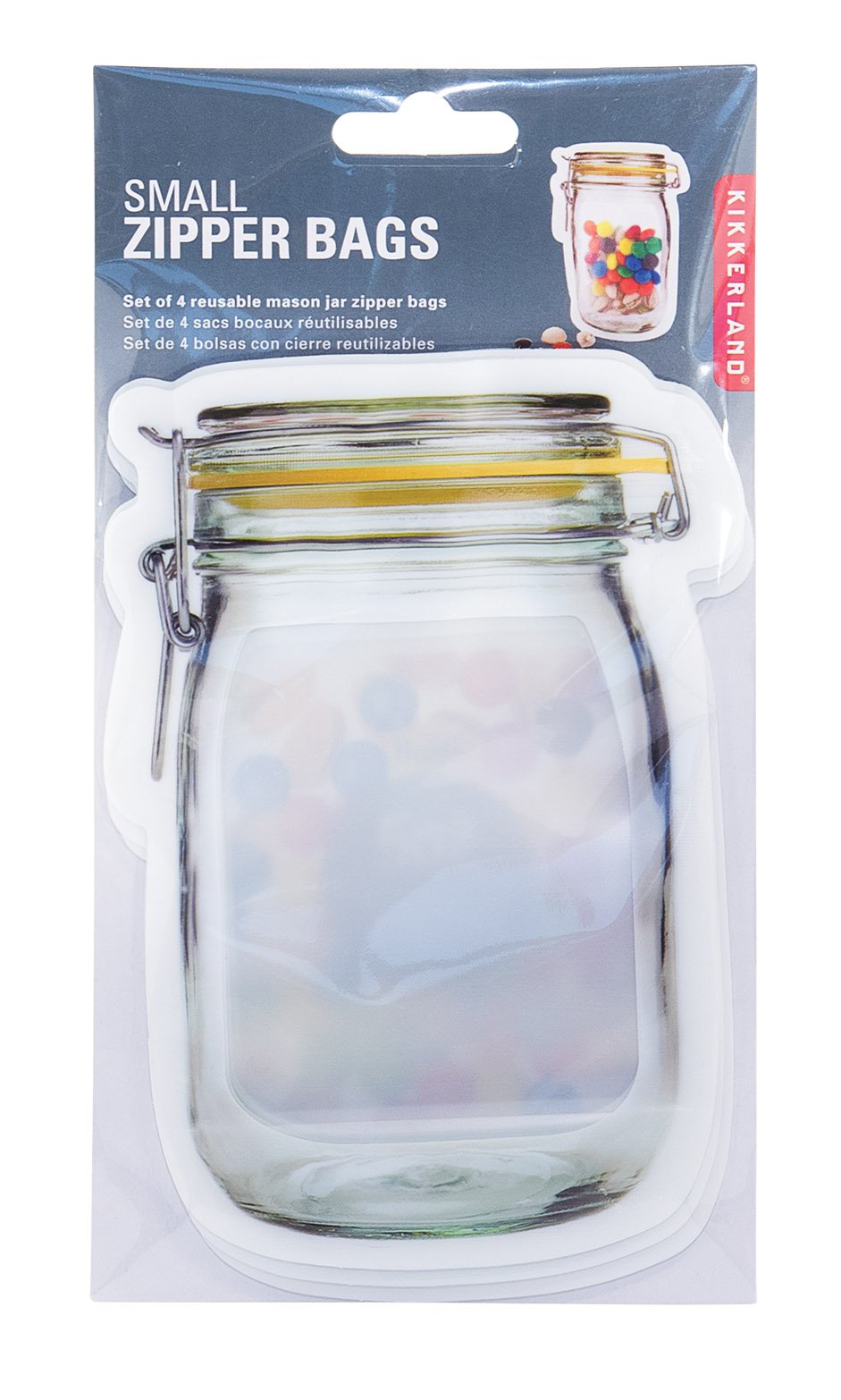 Kikkerland Small Zipper Bags Set of 4 - Waterproof Reusable Storage Pouches for Travel, Makeup, Jewelry & Office Supplies | Compact Organizer for Toiletries, Cosmetics & Small Essentials
