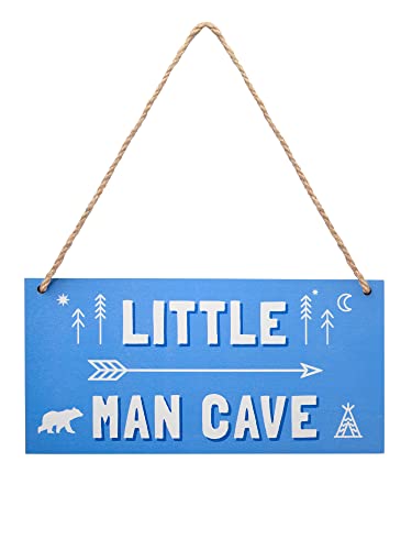 Wooden Door Sign for Boys Room - Nursery & Kids Bedroom Decor - Woodland Theme Wall Hanging
