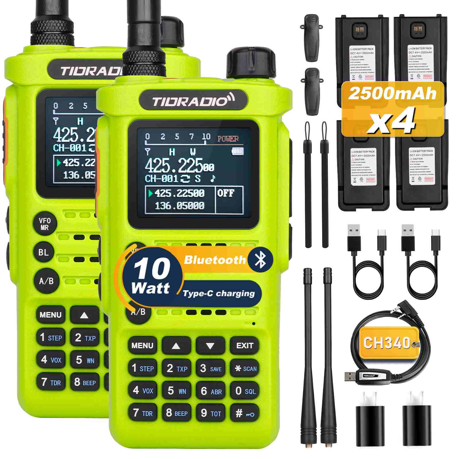 2nd Gen TD H8 GMRS Two-Way Radio 2 Pack with Spare Battery - Long Range Communication for Outdoor Adventures, Camping & Emergency Preparedness