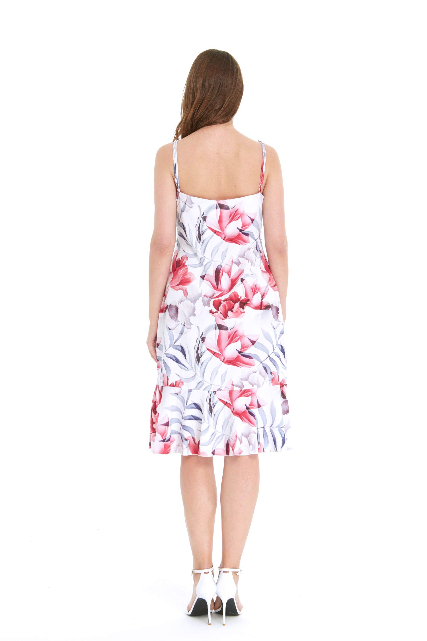 Stylish Matching Couple Hawaiian Luau Shirts & Mermaid Ruffle Dresses in Misty Lotus White - Perfect for Beach Vacations, Summer Parties & Tropical Getaways