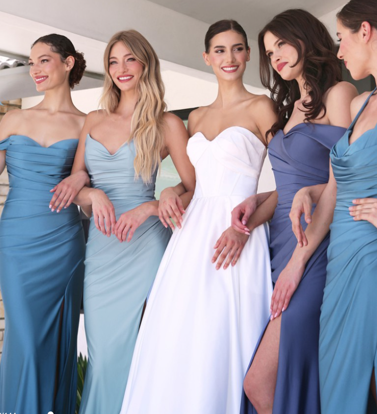 Elegant Off Shoulder Stretch Spandex Satin Dress with Ties - Lake Blue Amber Gown for Evening Parties, Prom & Special Occasions