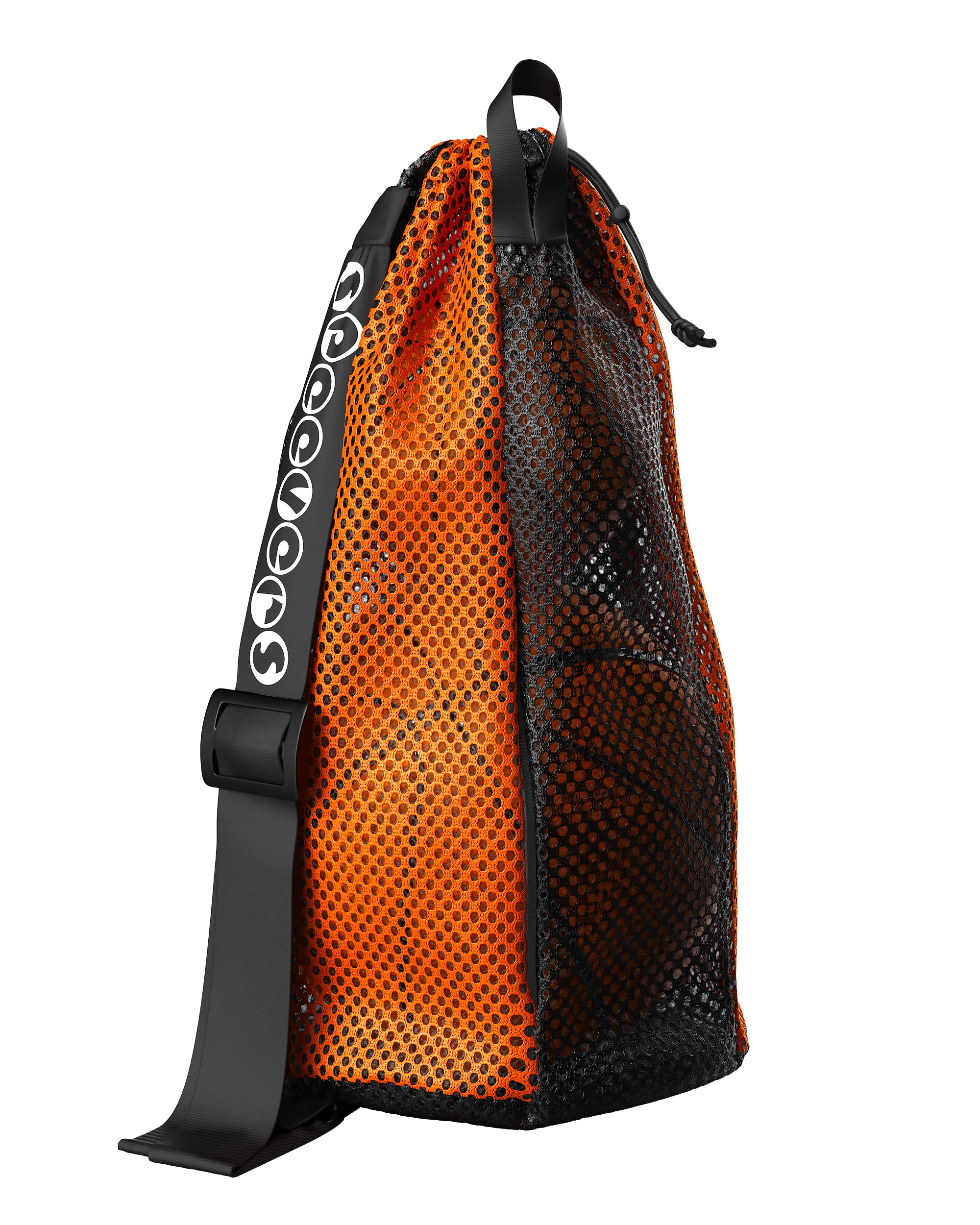**7 Colorful Mesh Swim Bags for Men & Women - 35L Waterproof Drawstring Backpack with Handle - Perfect for Swimming Gear, Beach Trips & Pool Accessories (Xbag Light - Black/Orange)**