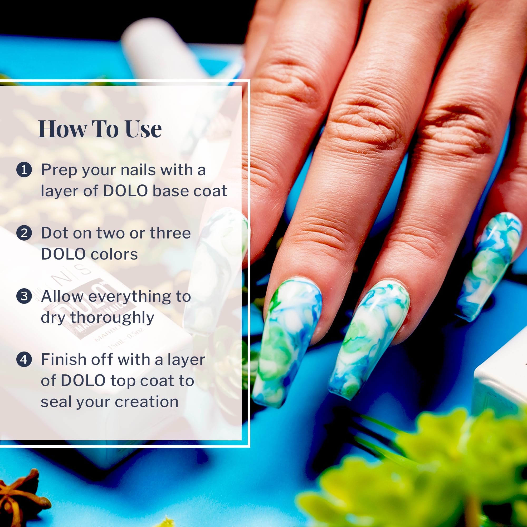 SNS DOLO Marble Nail Art Kit - 10 Vibrant Dipping Powder Colors with Base & Top Coat for Professional & DIY Manicures | Works with Gel & Acrylic Nails | Perfect for Salon, Home Use & Special Occasions